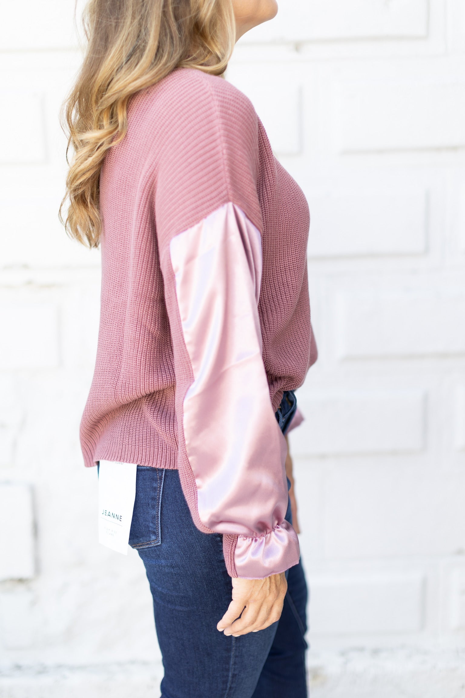 Woodrose Satin Sleeve Top