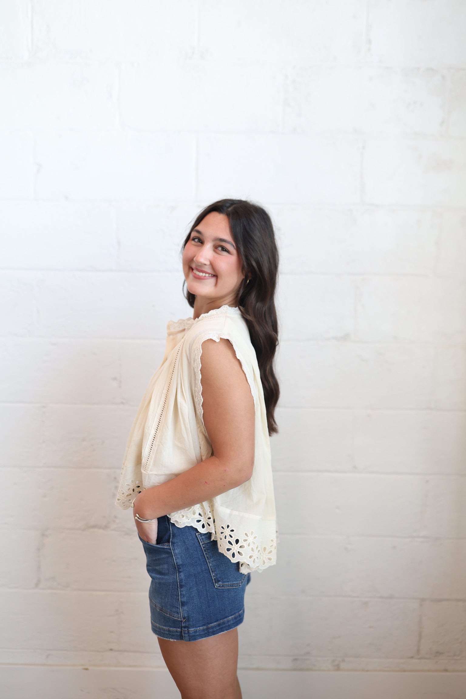 Finley Floral Eyelet Top