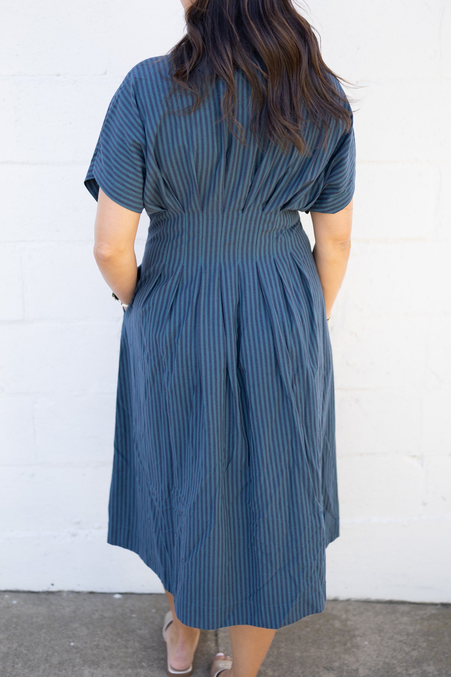 Plisse Pleated Button Up Dress