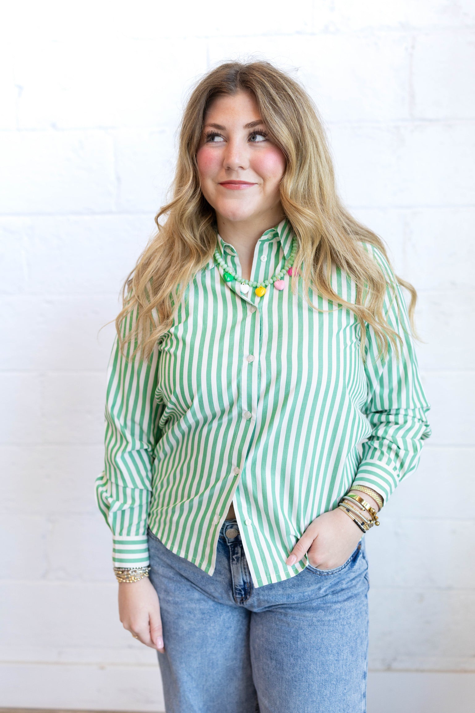 Hetila Green Stripe Top