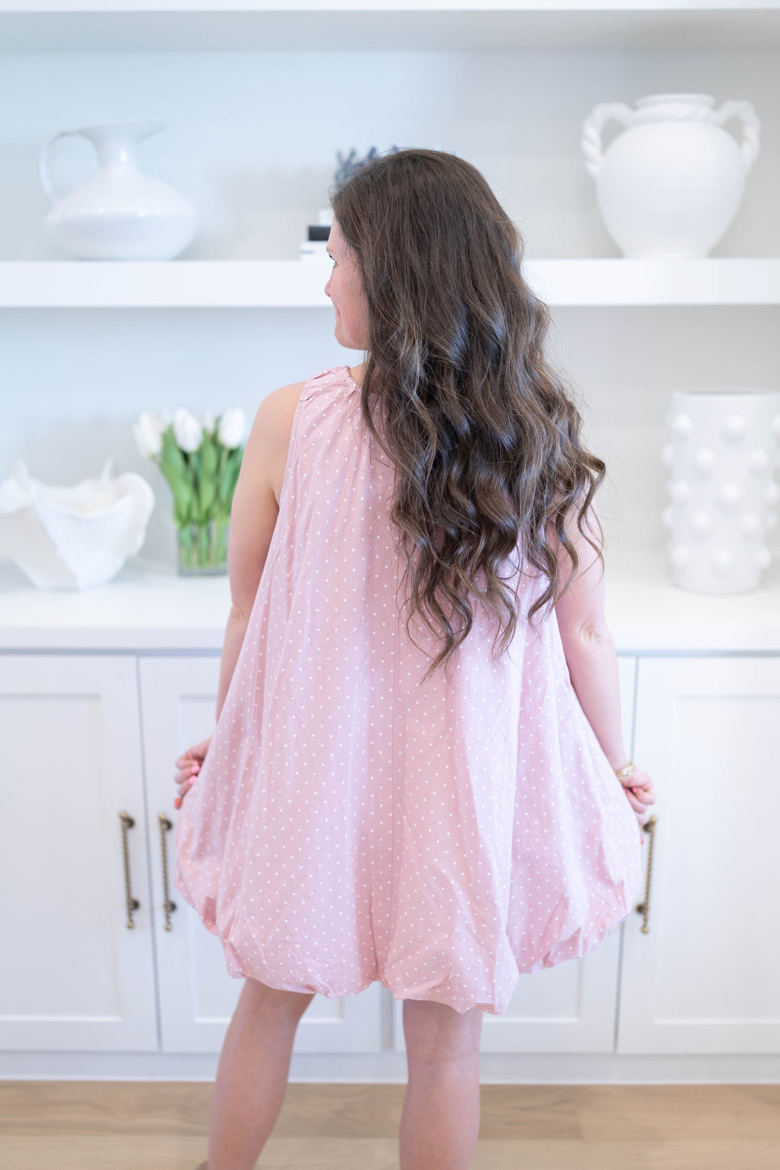 Blush Polka Dot Bubble Dress