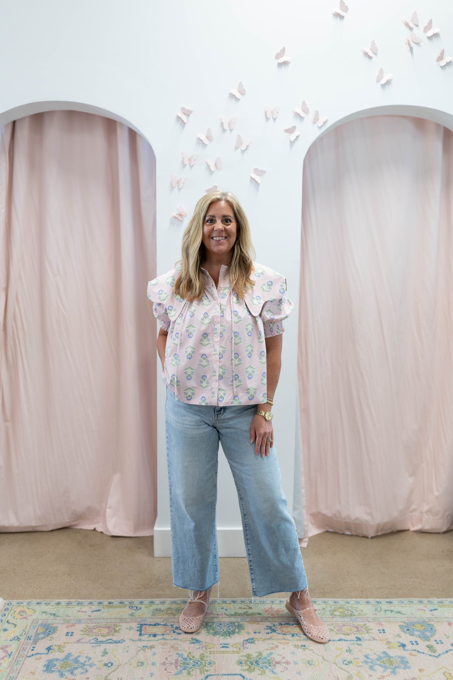 French Floral Collar Top