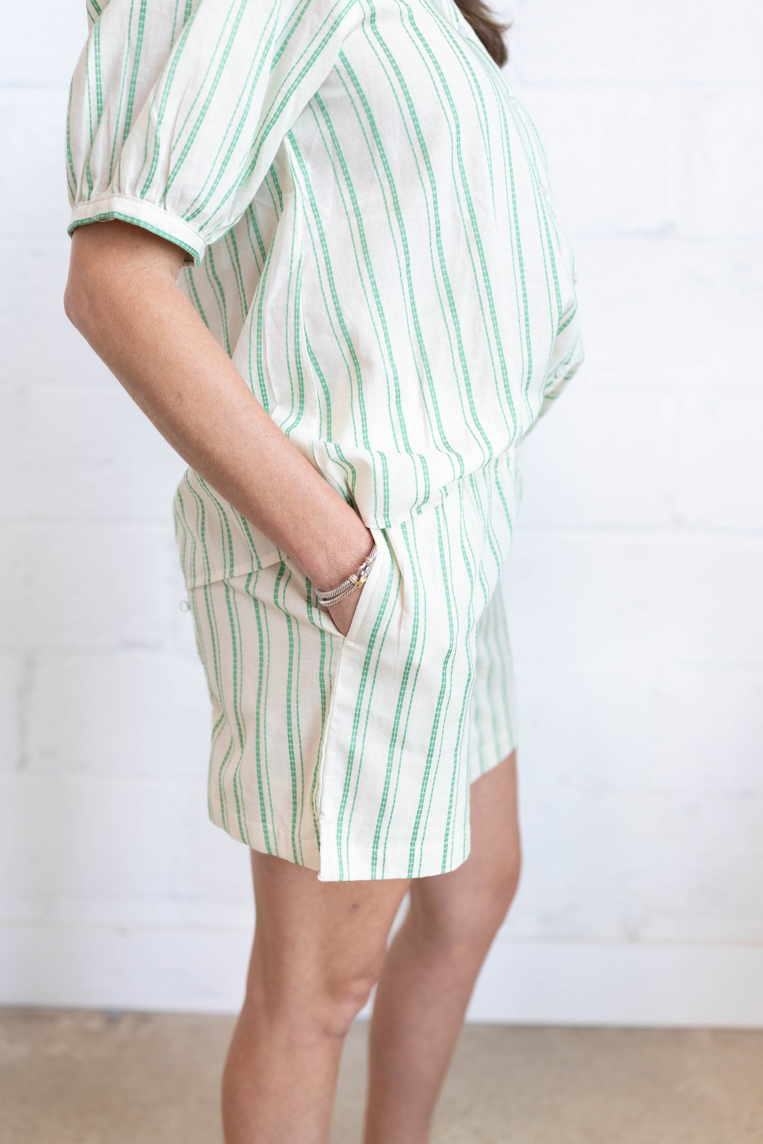 Gracie Green Stripe Shorts