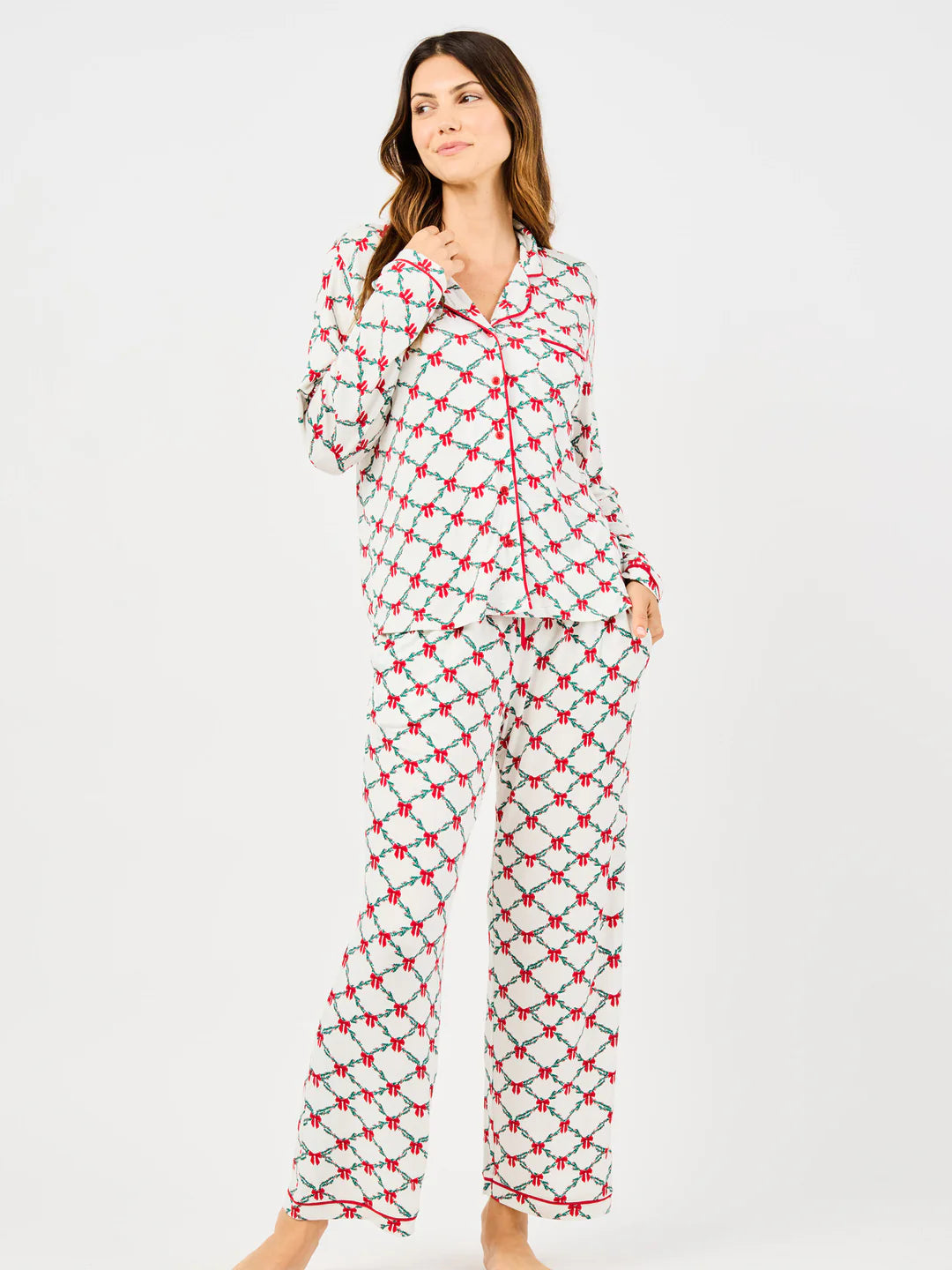 Christmas Charlotte Lattice Pajama Top