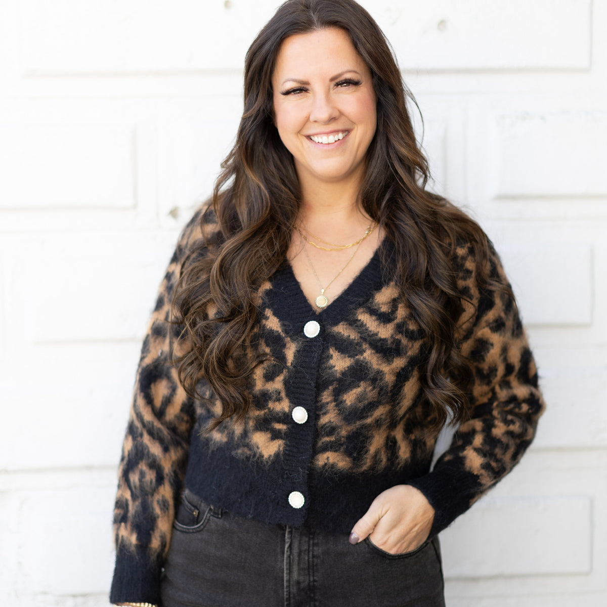 Leopard Pearl Button Cardigan — emmacate