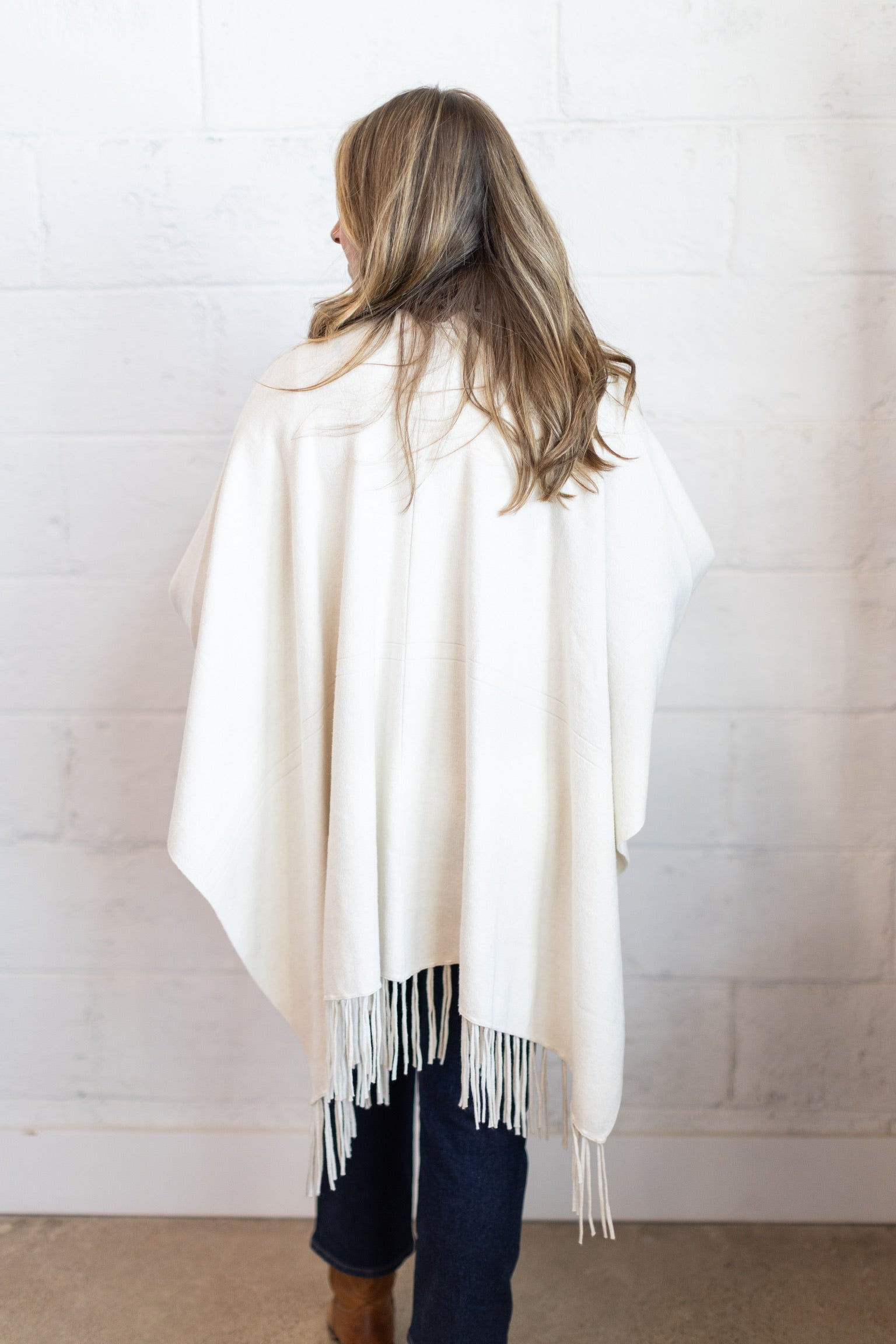 Cream Fringe Shawl