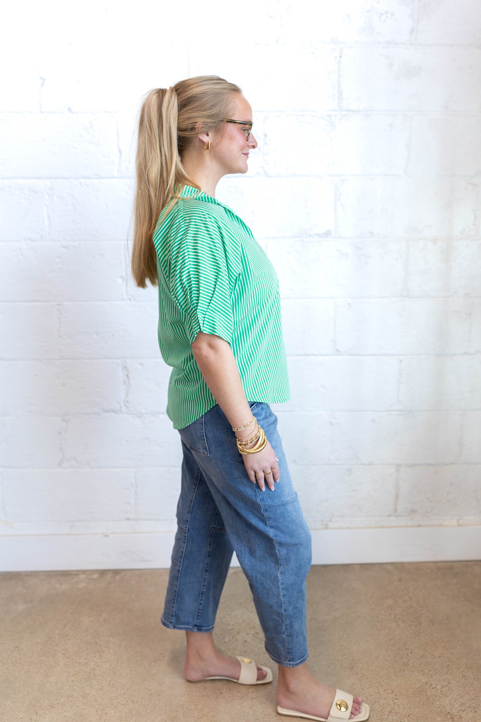 Green Annie Stripe Top