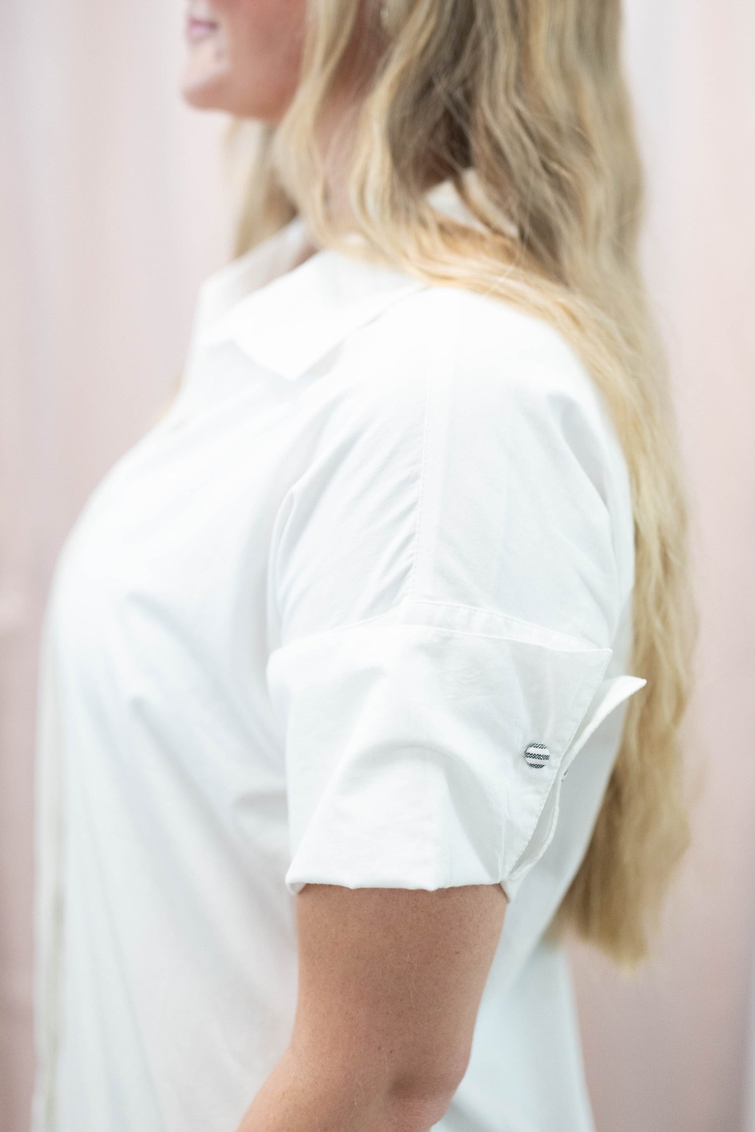 White Wide Hem Shirt Dress