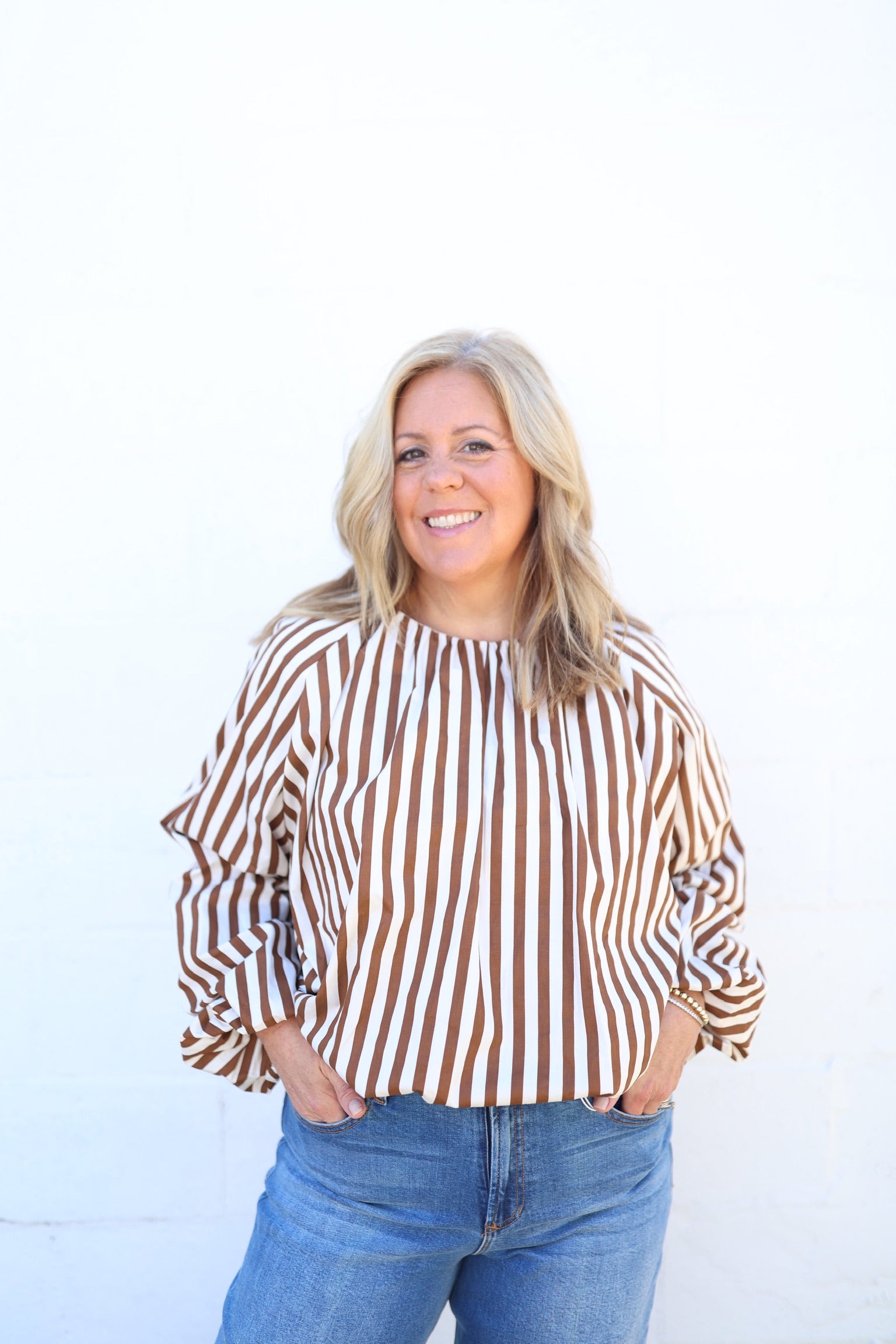 Camille Stripe Bubble Blouse