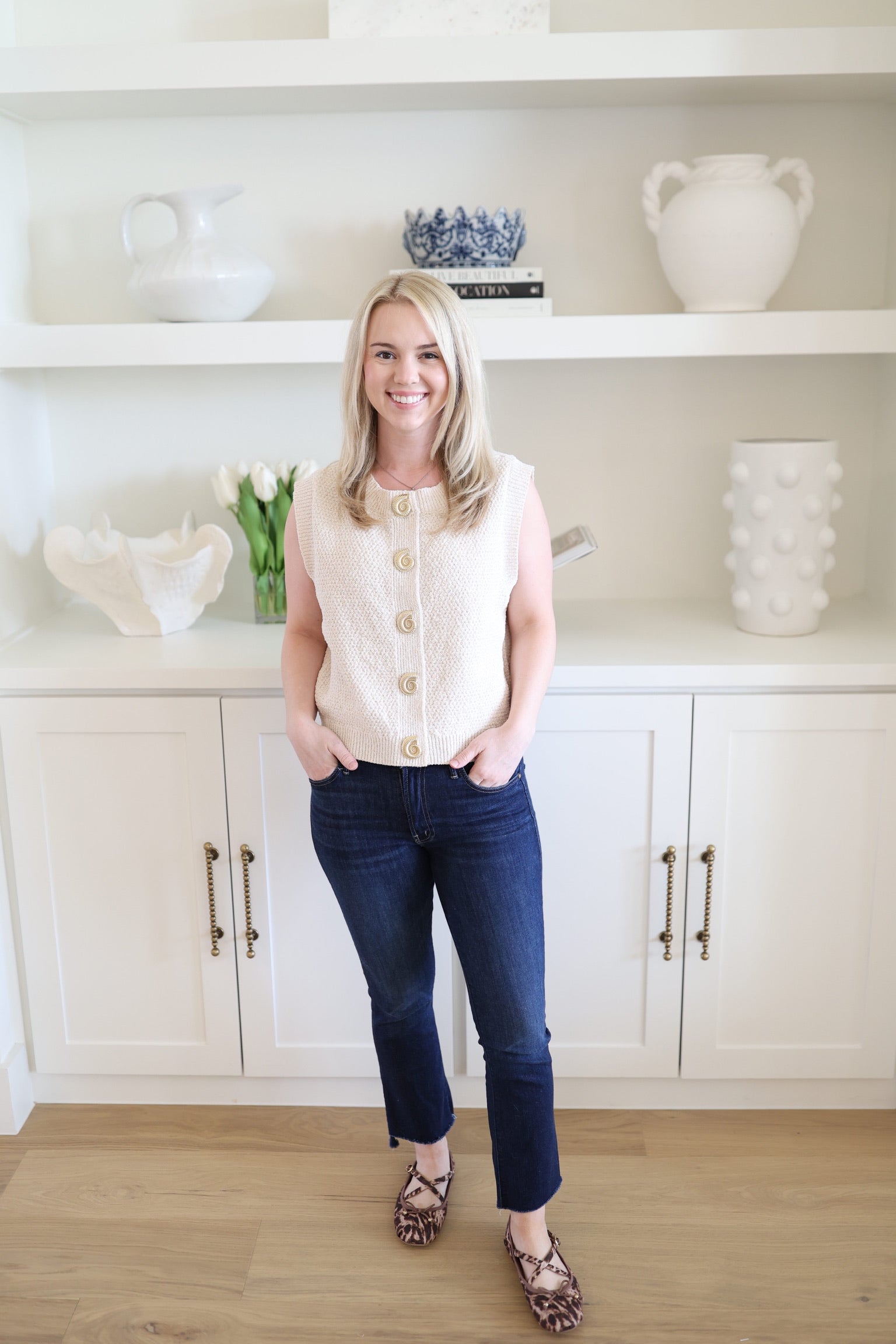 Seashell Button Down Vest