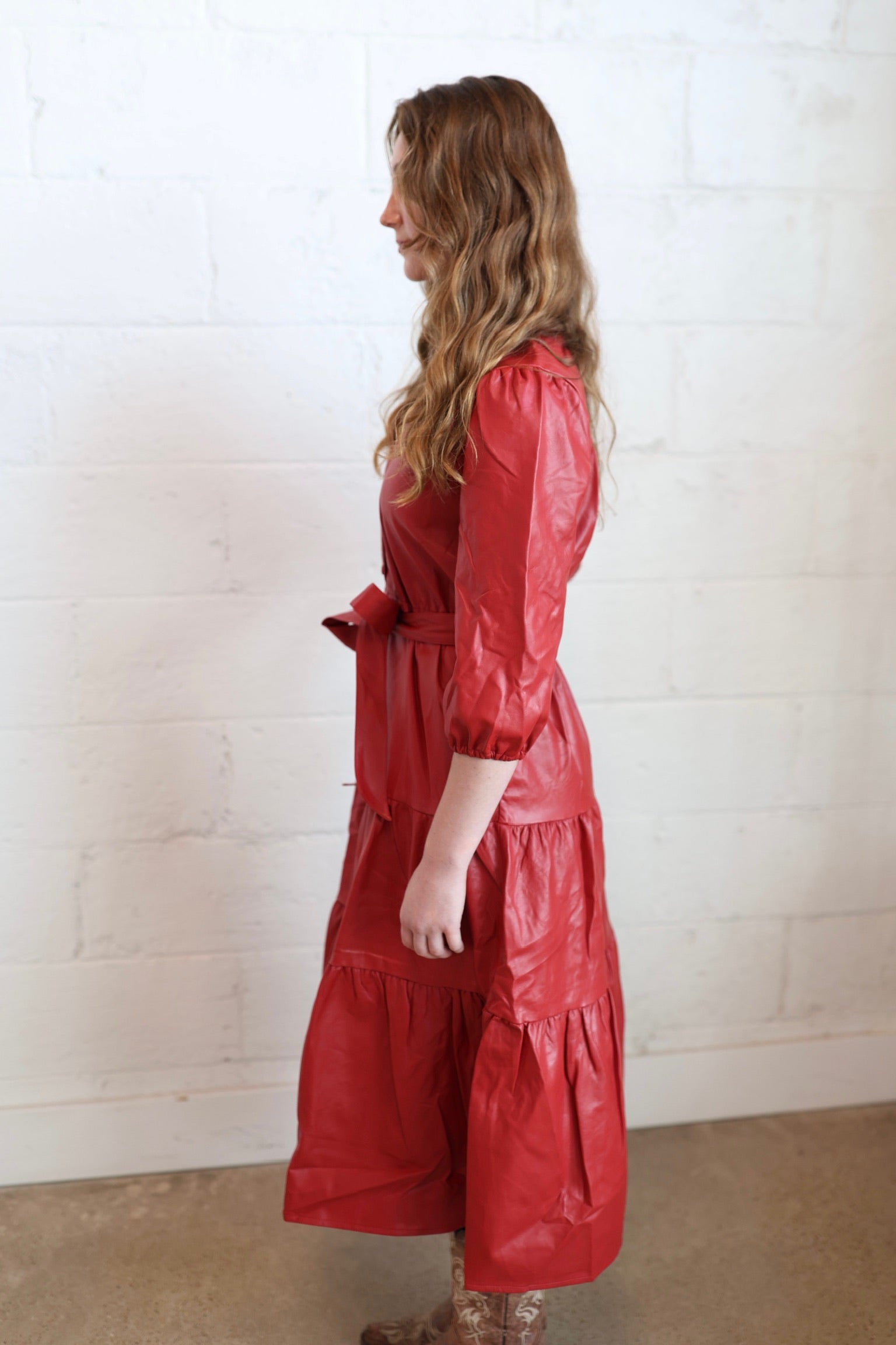 Miranda Red Leather Dress