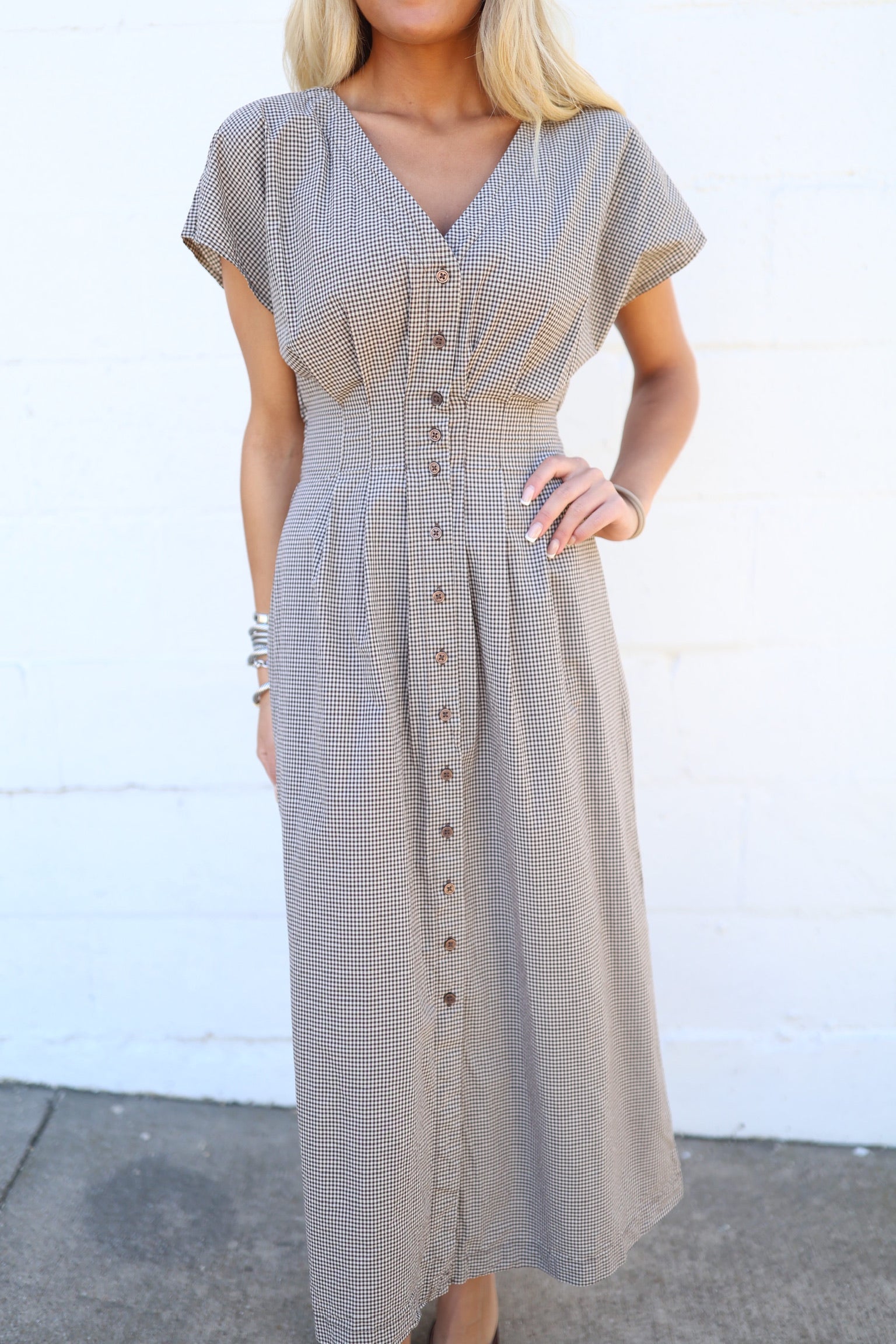 Sanna Gingham Midi Dress