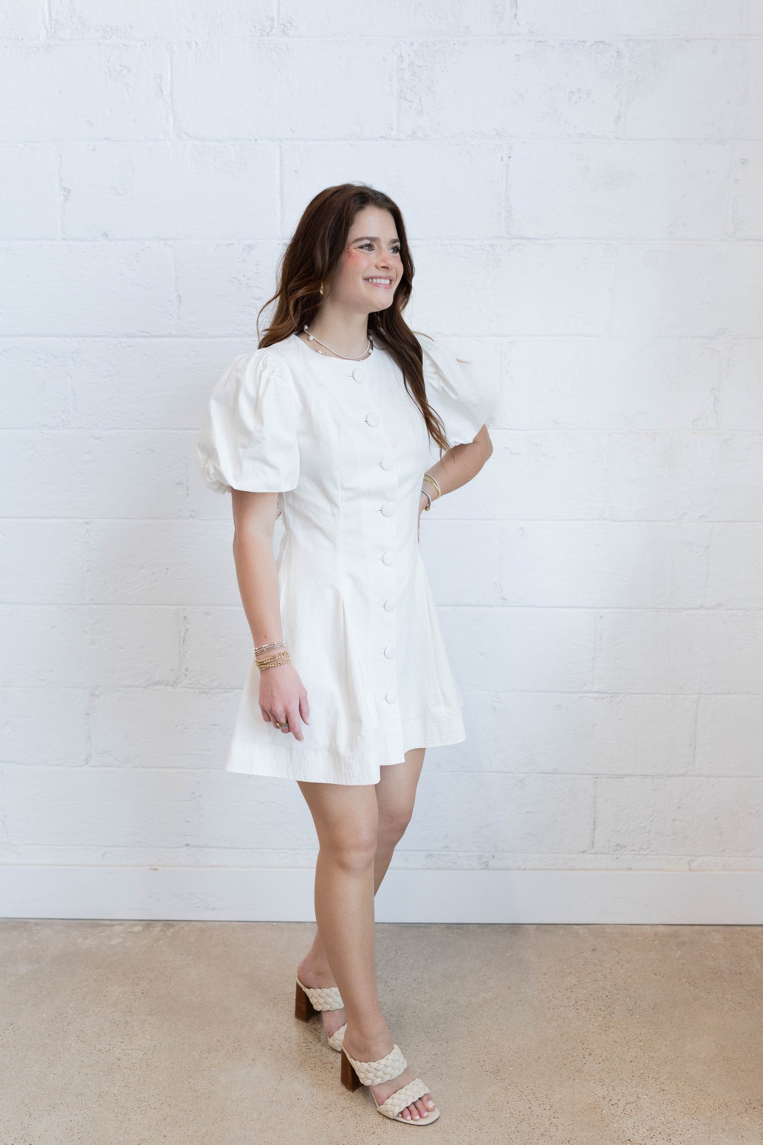 Puff Sleeves Button Down Dress