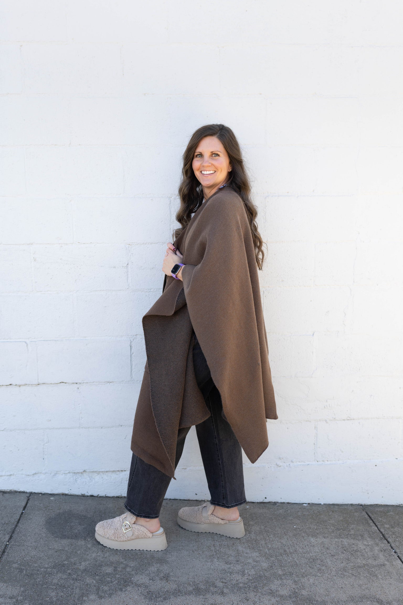 Taupe Long Knit Taupe Cape