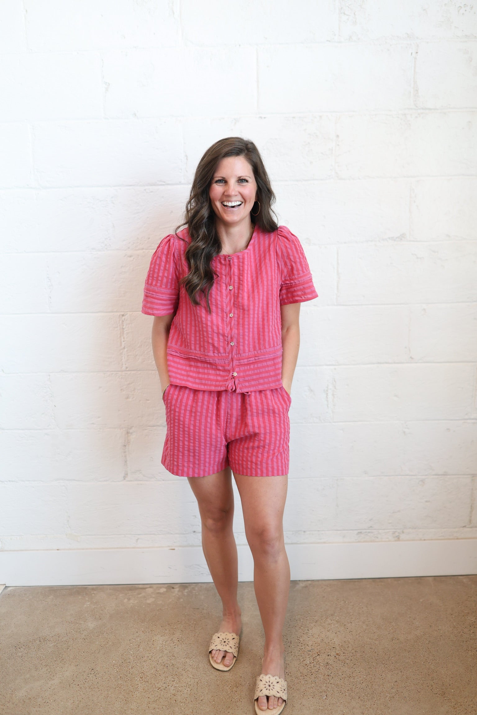Pink Raspberry Stripe Top