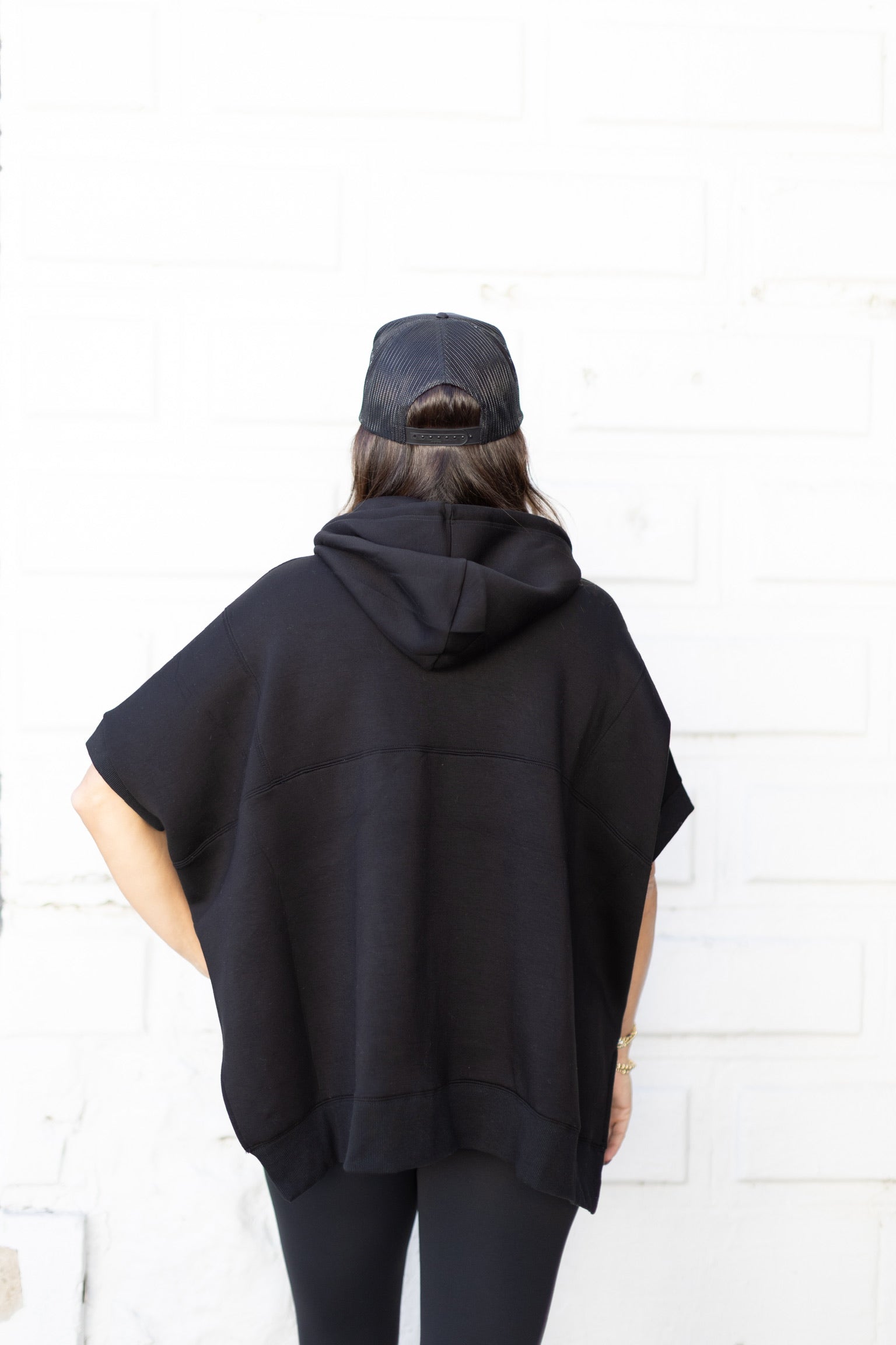 Black Scuba Poncho Hoodie