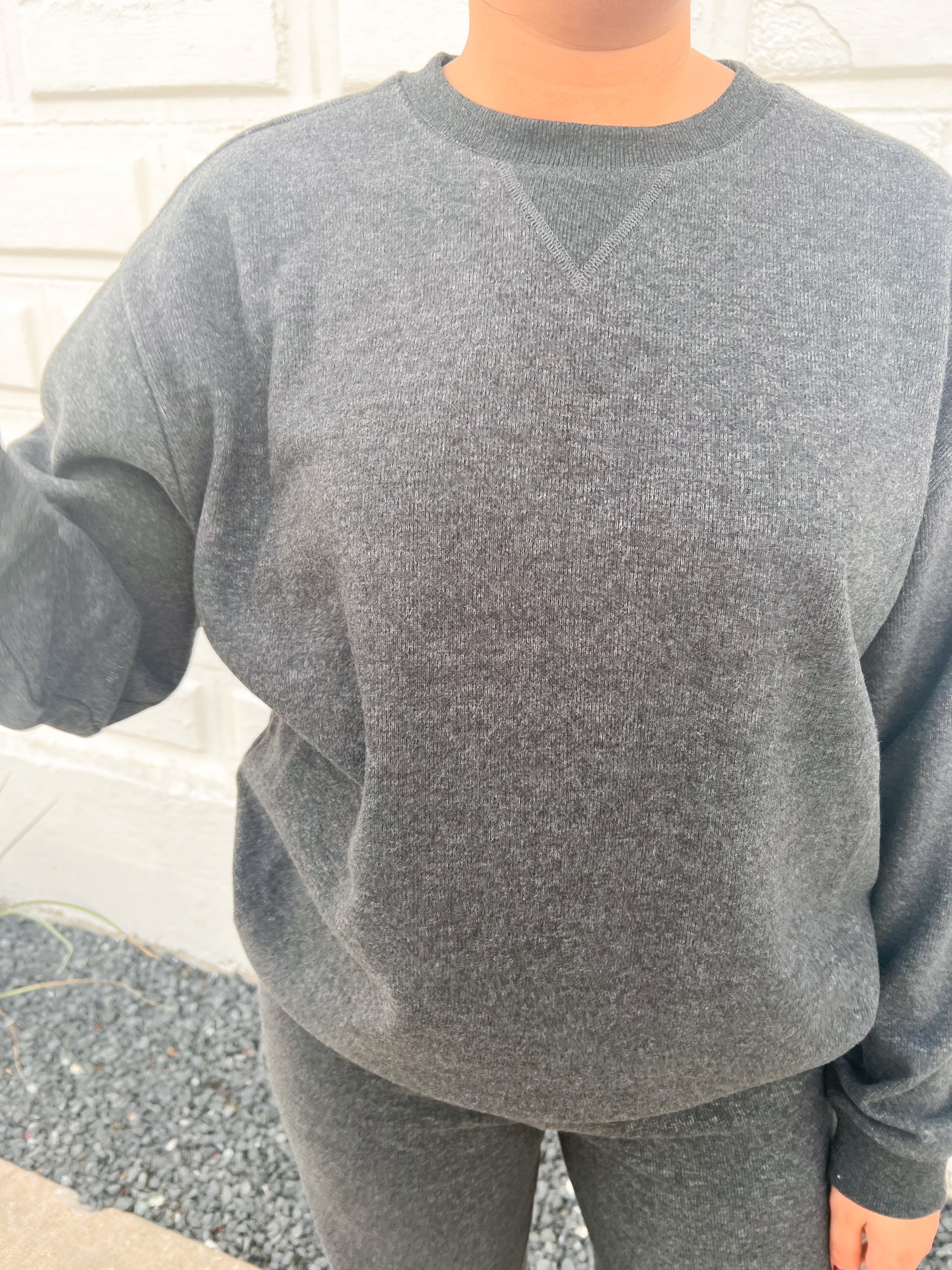 Grey Charcoal Marina Brushed Ribbed Sweatshirt | Z Supply
