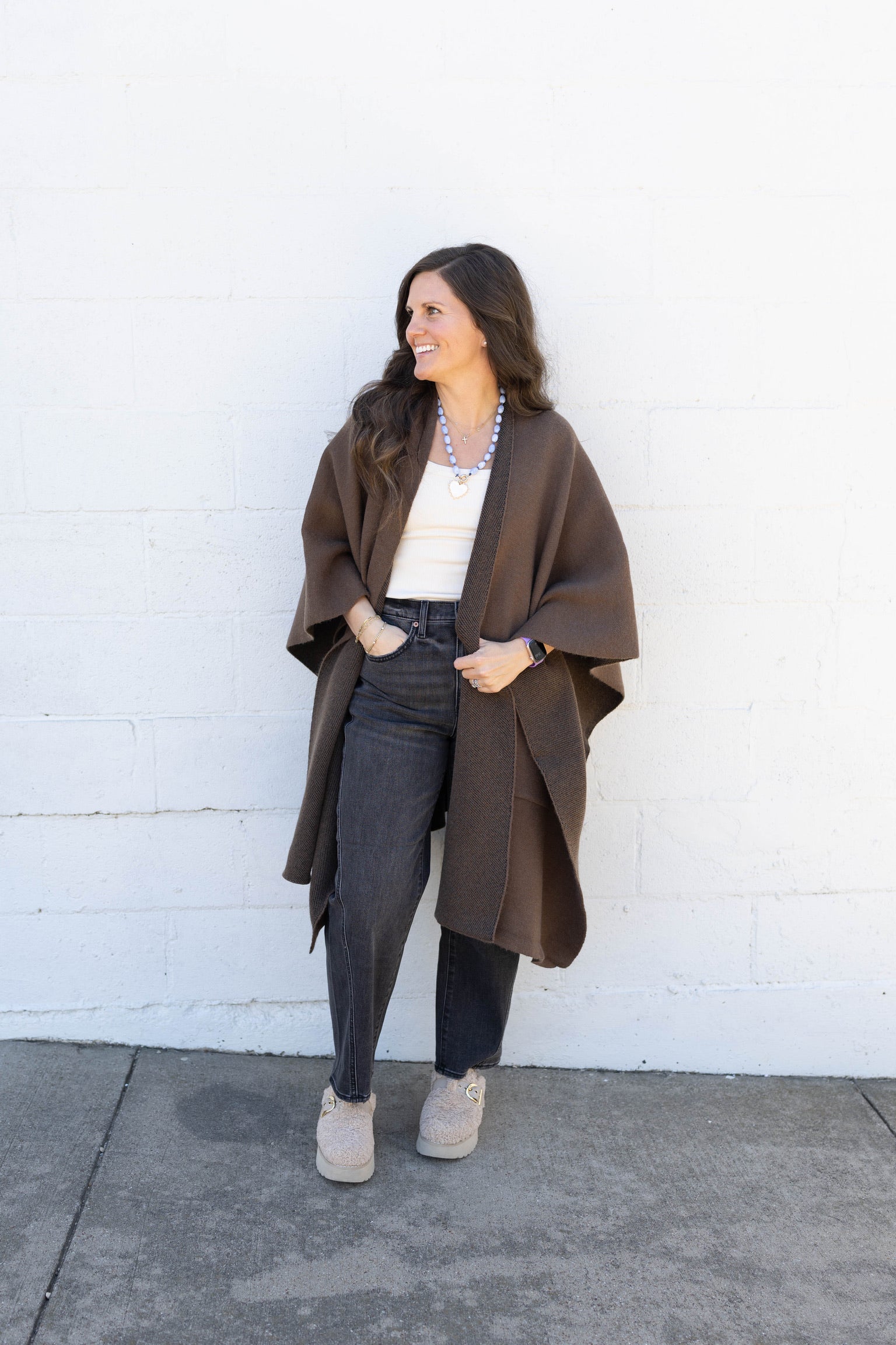 Taupe Long Knit Taupe Cape