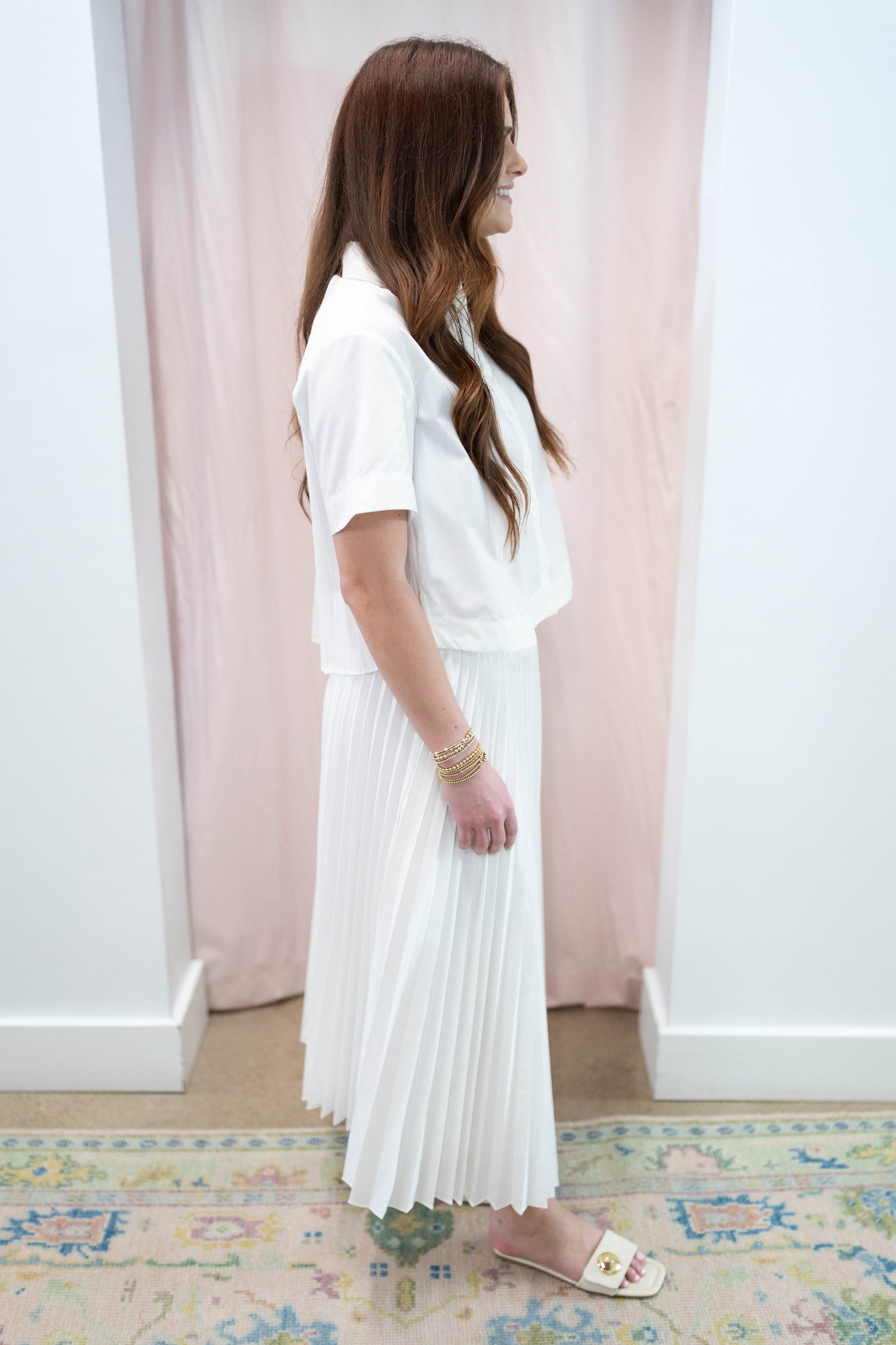 White Pleated Top