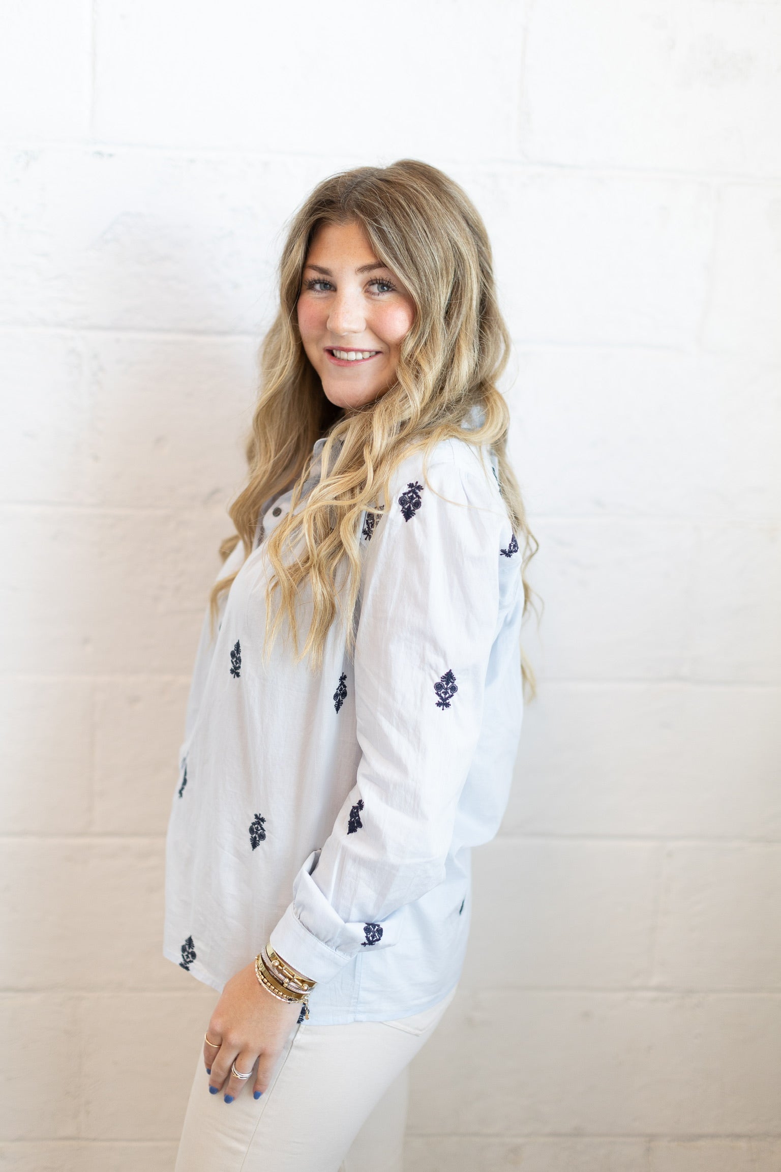 Nasrin Milky Blue Top