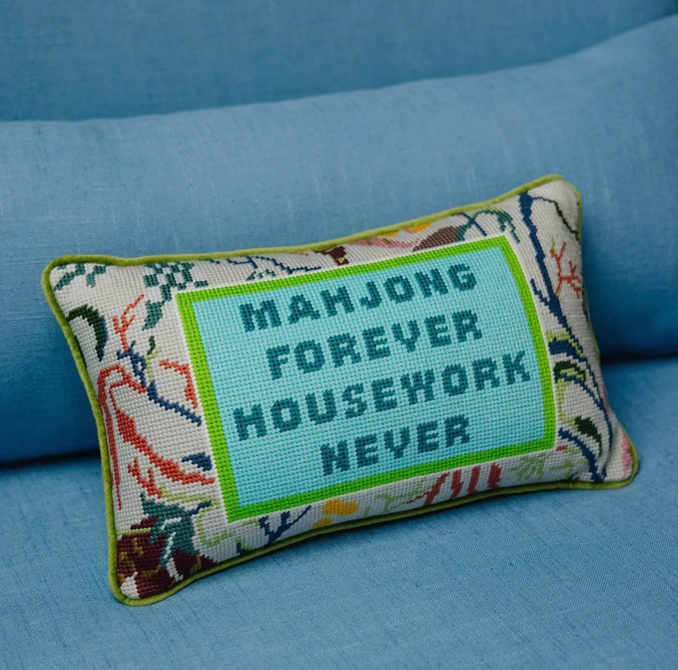 Mahjong Needlepoint Pillow