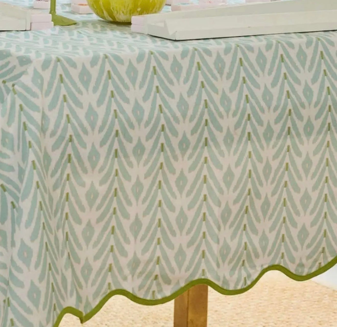 Petite Frond Blue Square Game Tablecloth
