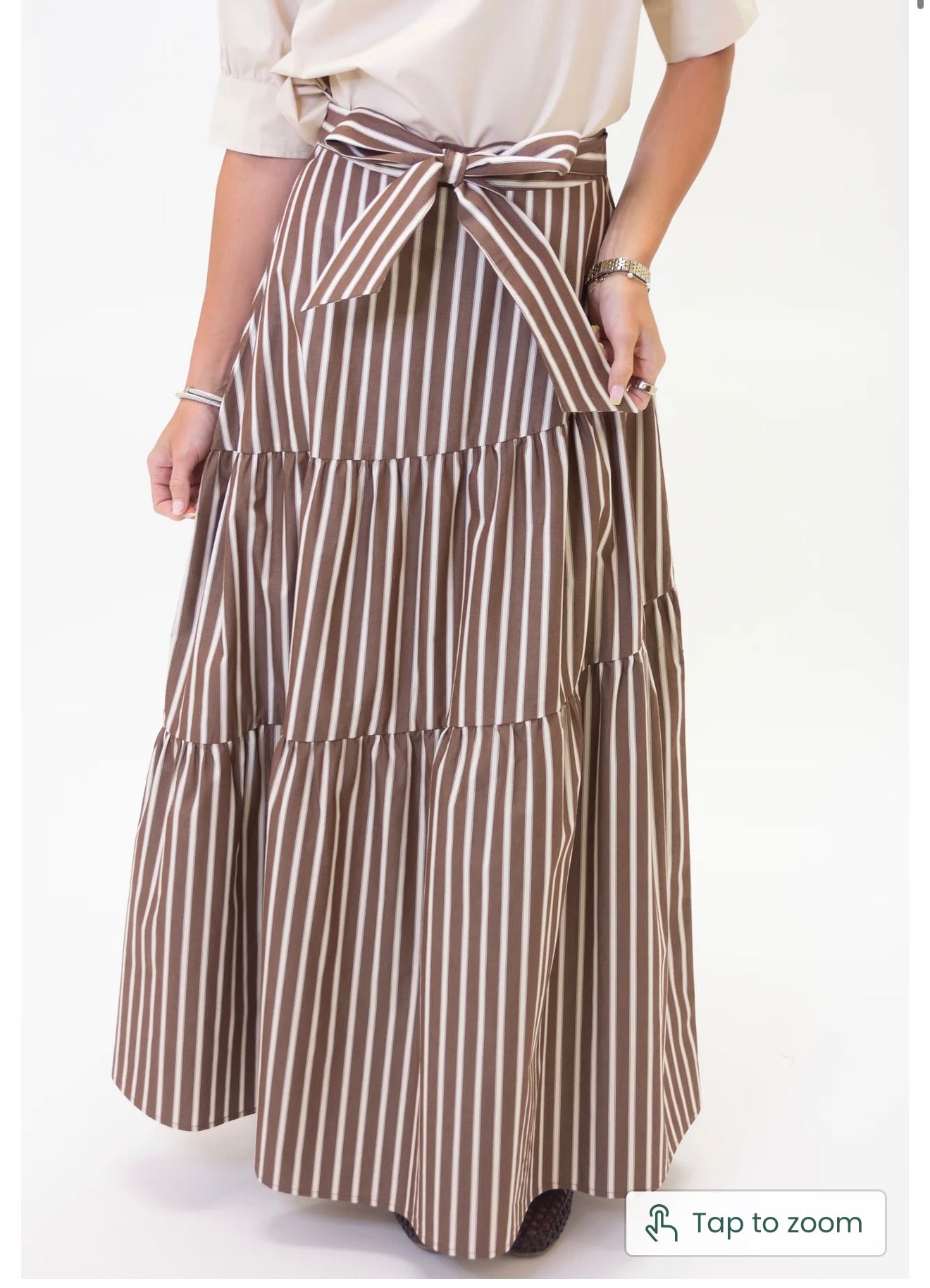 Striped Tie Maxi Skirt
