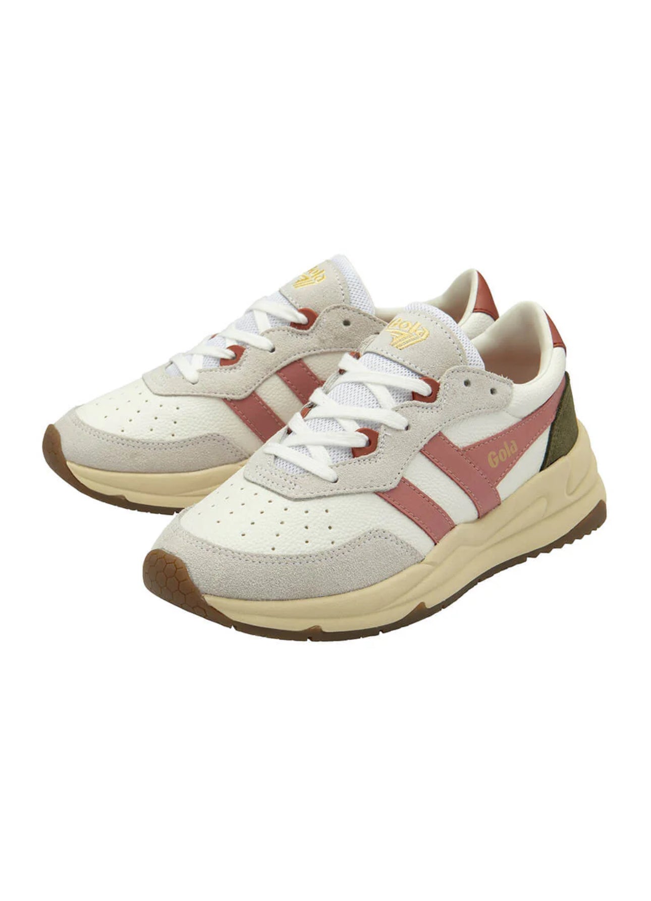 Gola Classics Saturn Sneakers for Women in White/Coral Pink/Khaki Sneakers