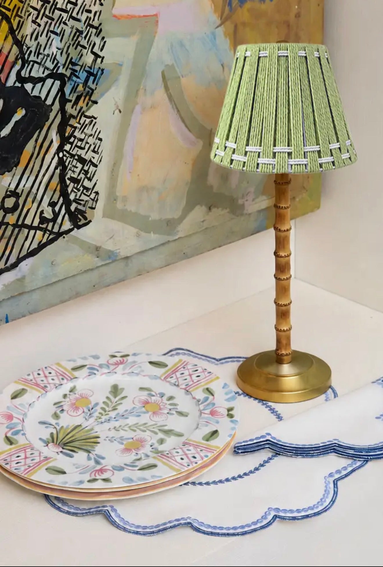 Dalia Green Bamboo Cordless Lamp