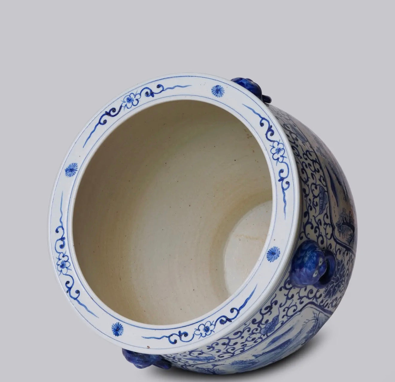 Blue and White Landscape Porcelain Planter