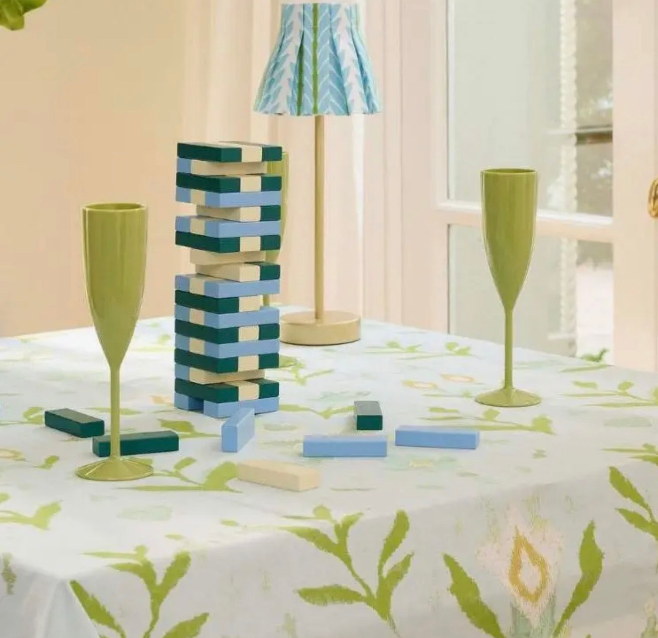 Frond French Floral Blue Box Pleat Shade