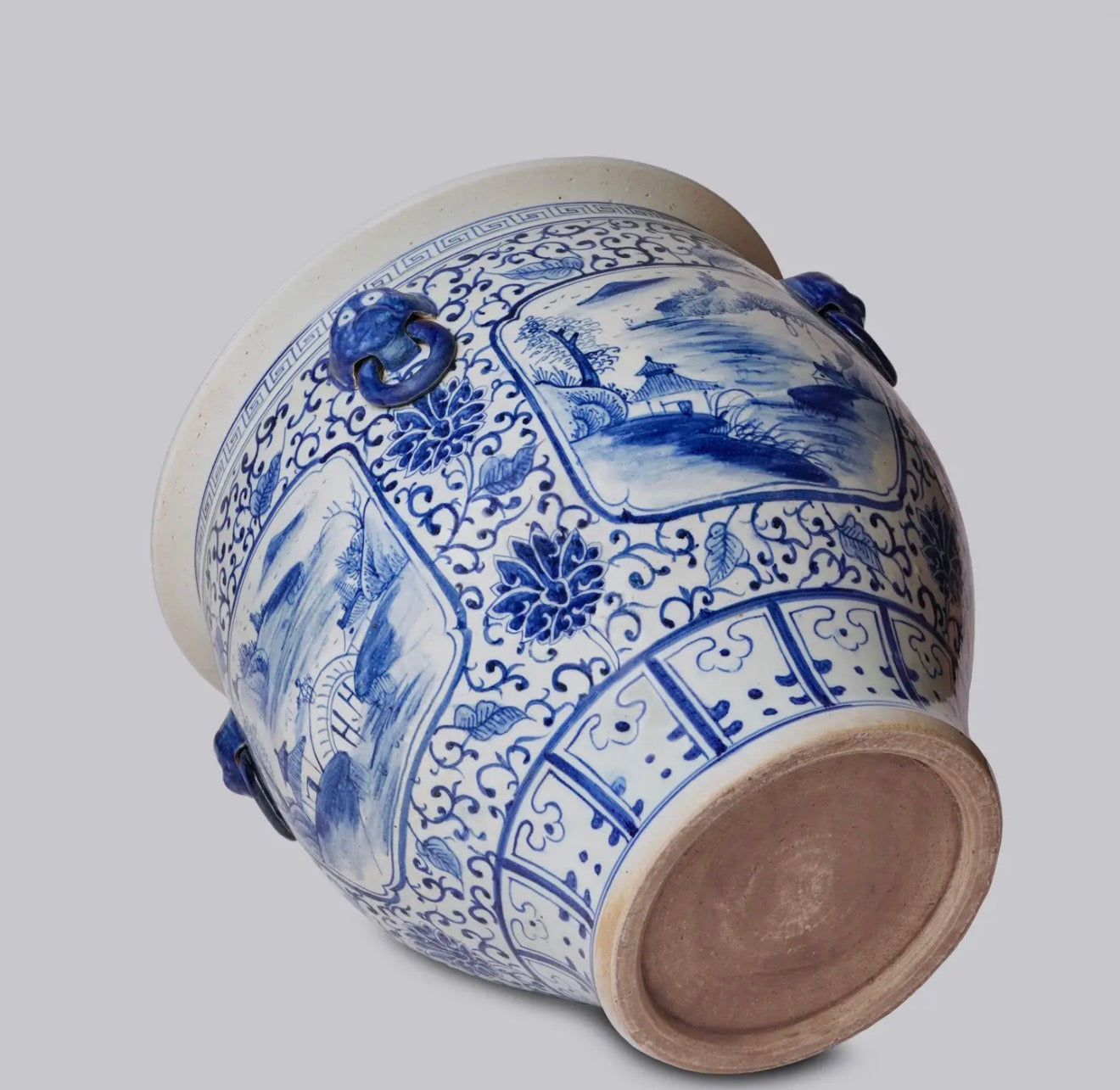 Blue and White Landscape Porcelain Planter