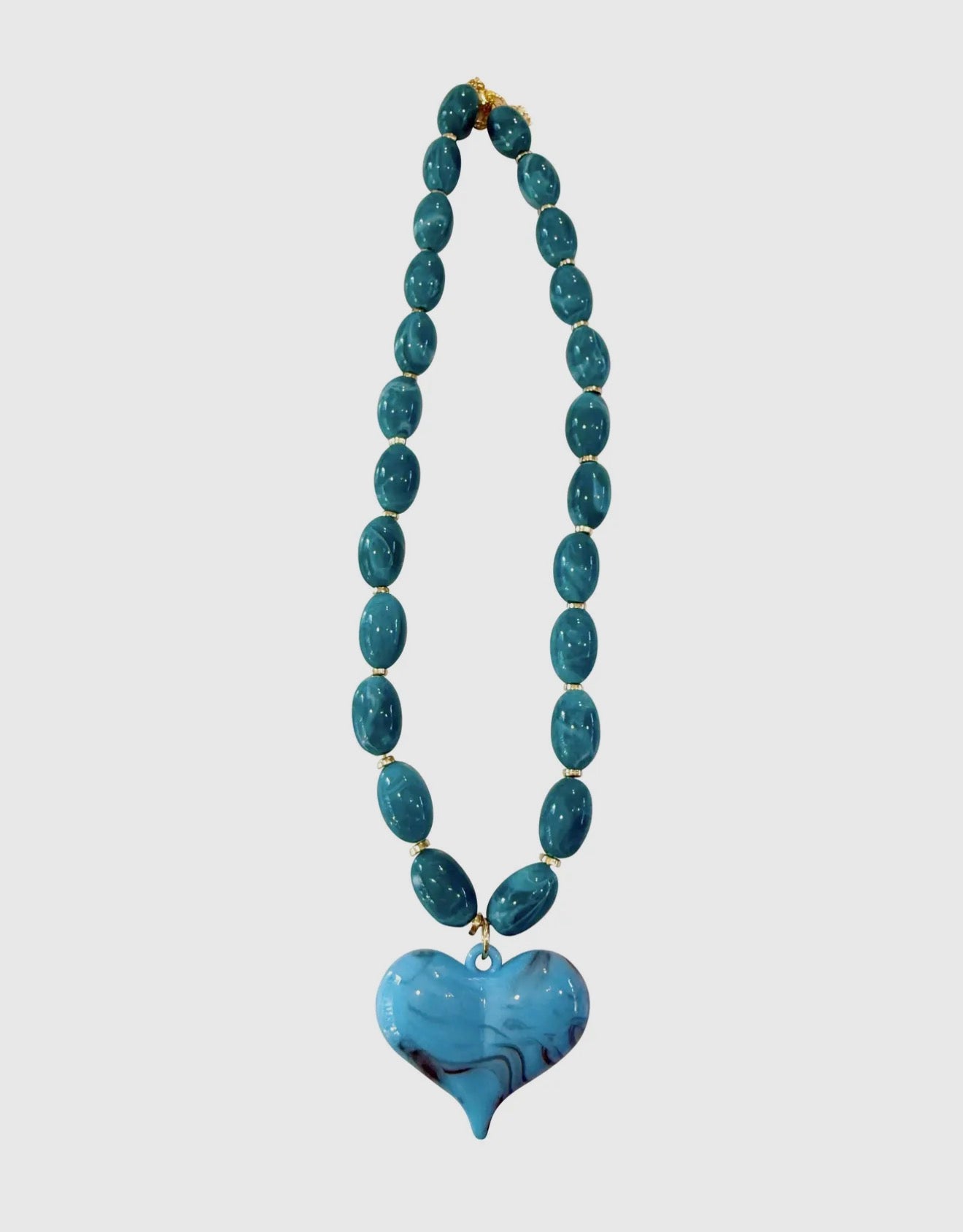 Roxie Turquoise Beaded Necklace W/ Heart Charm
