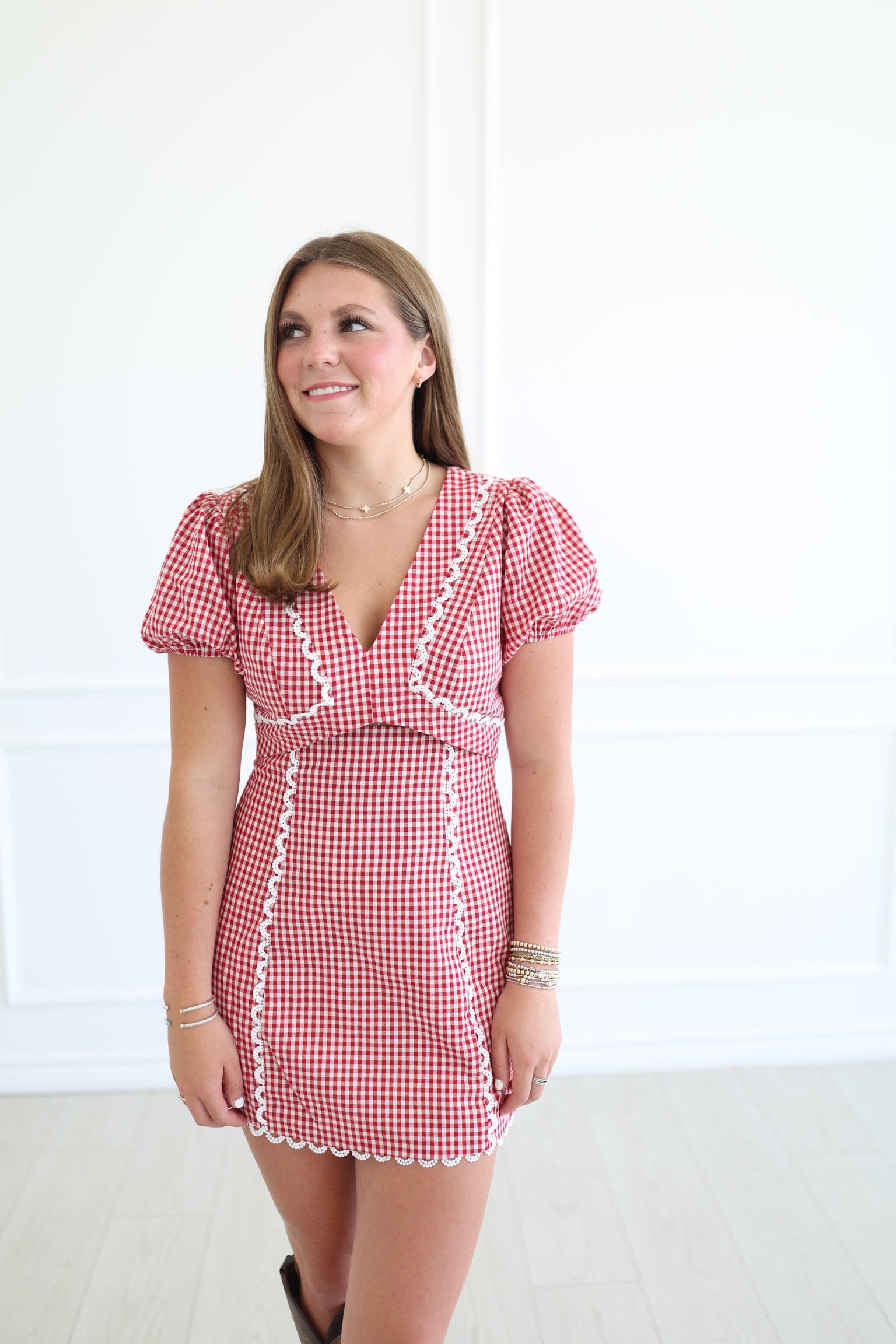 Red Gingham Mini Dress