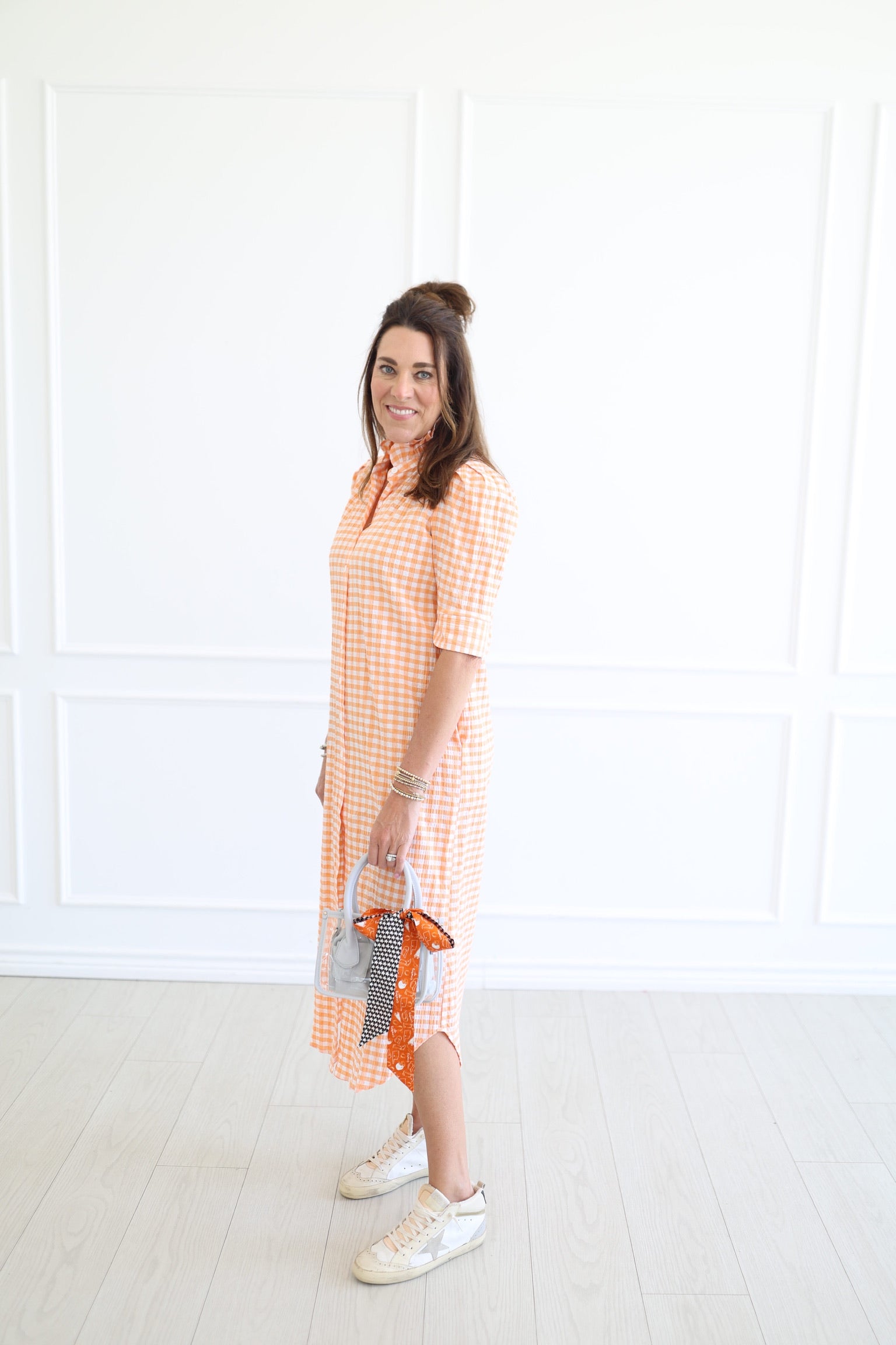 Orange Nina Gingham Dress