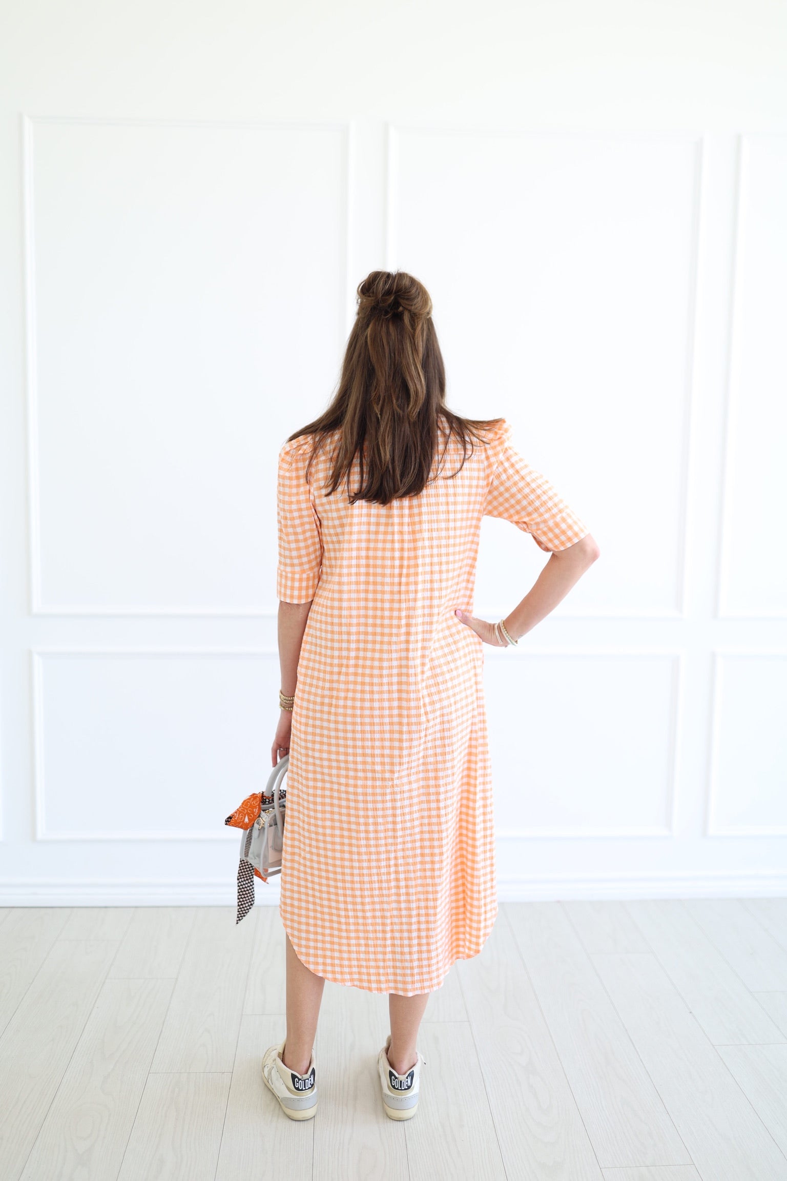 Orange Nina Gingham Dress