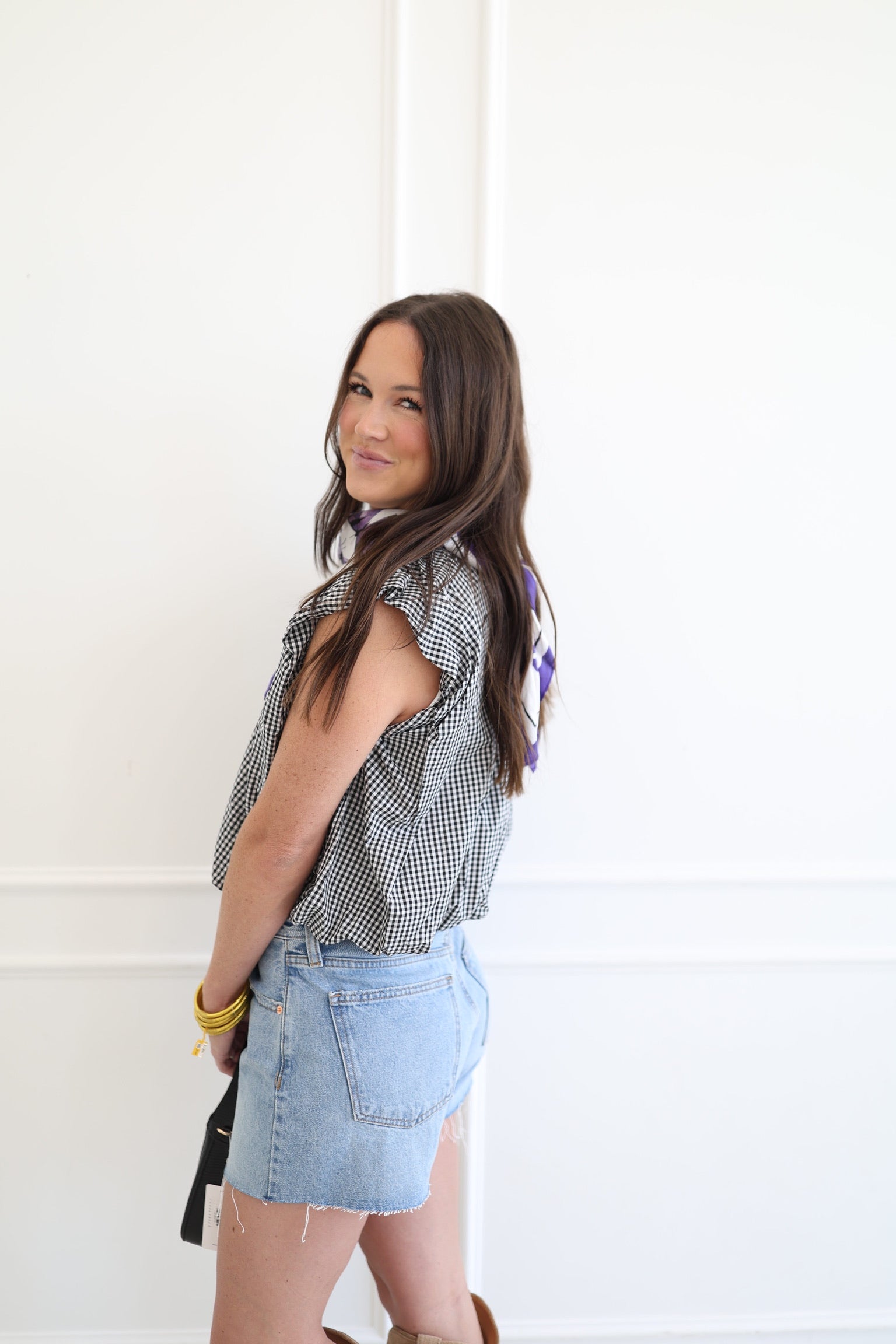 Check Poplin Bubble Top