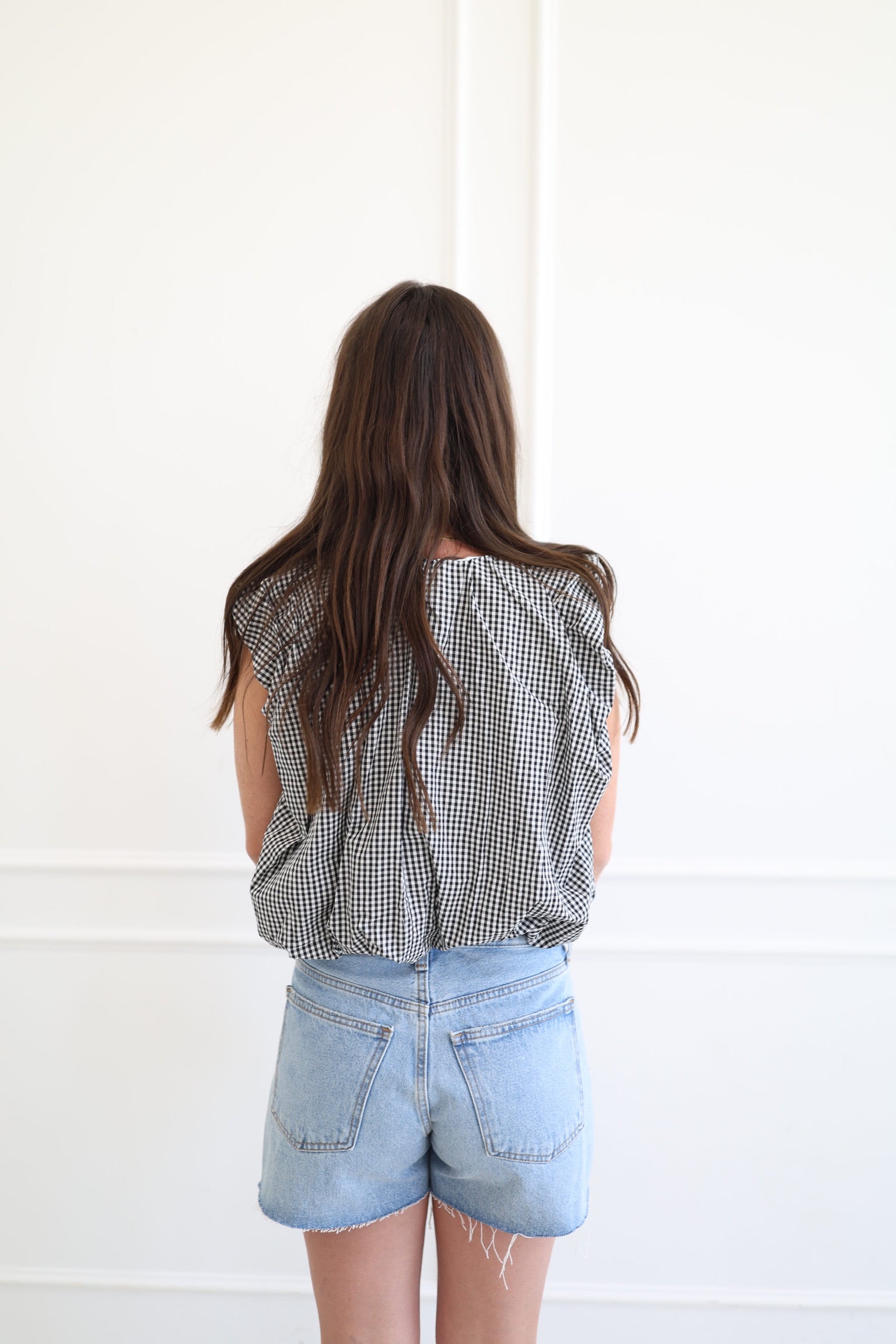 Check Poplin Bubble Top