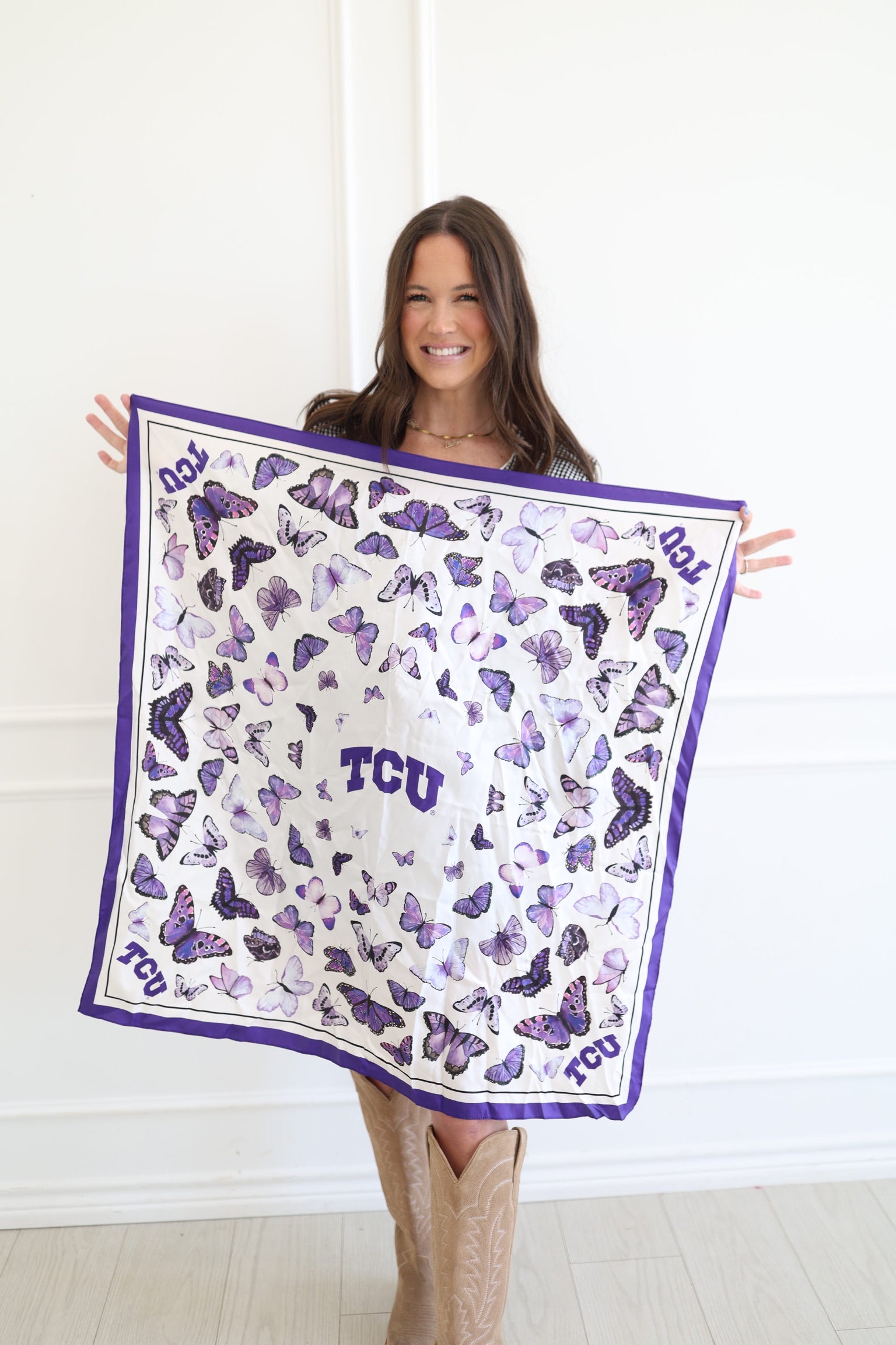TCU Square Silk Scarf