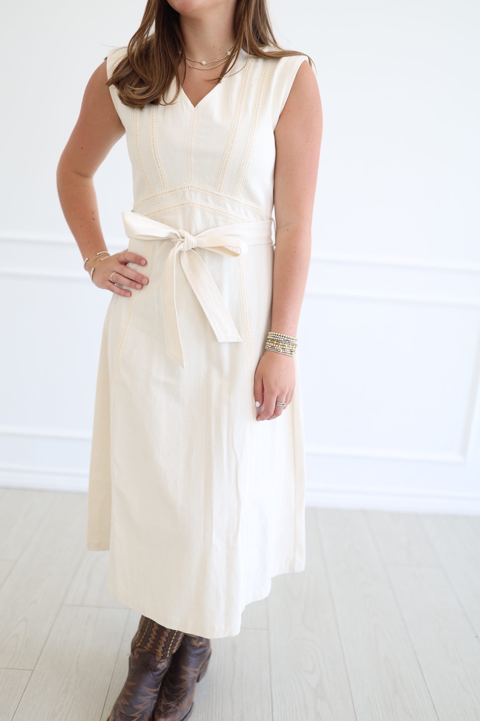 Clara Cream Woven Dress