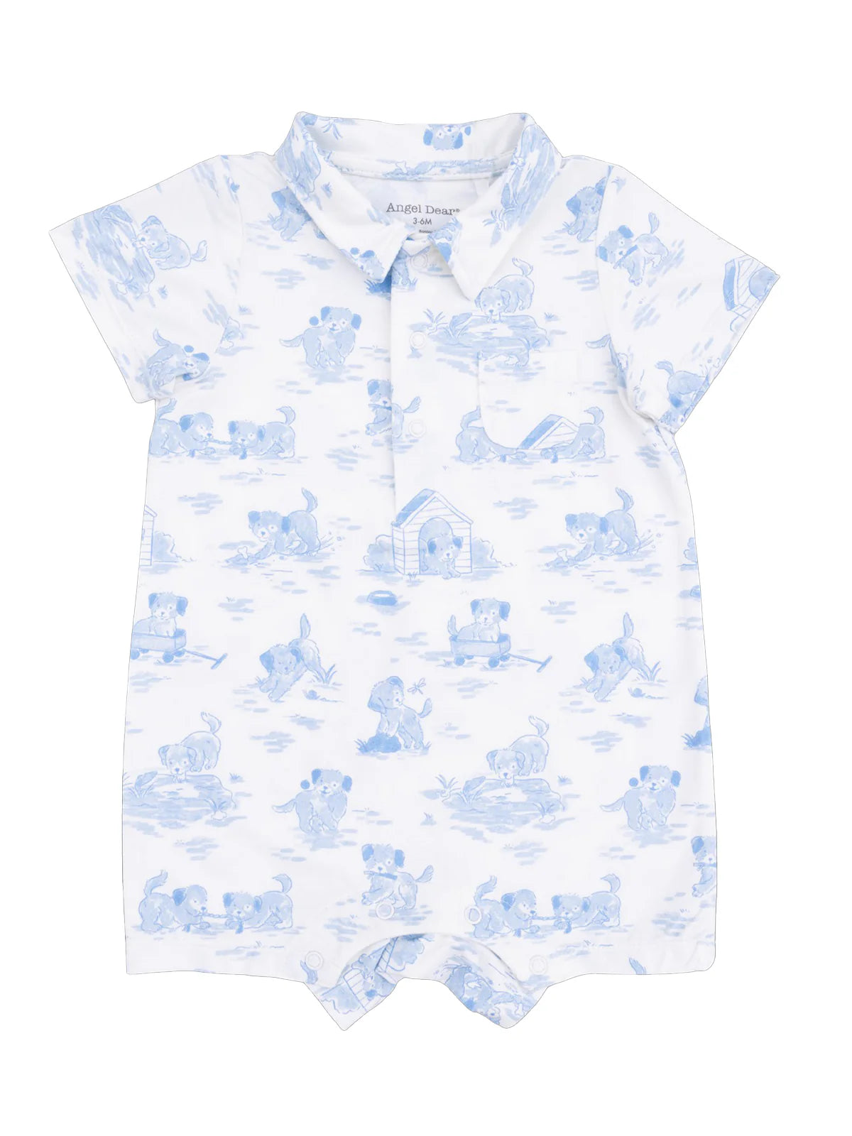 Puppy Toile Blue Polo Shortie