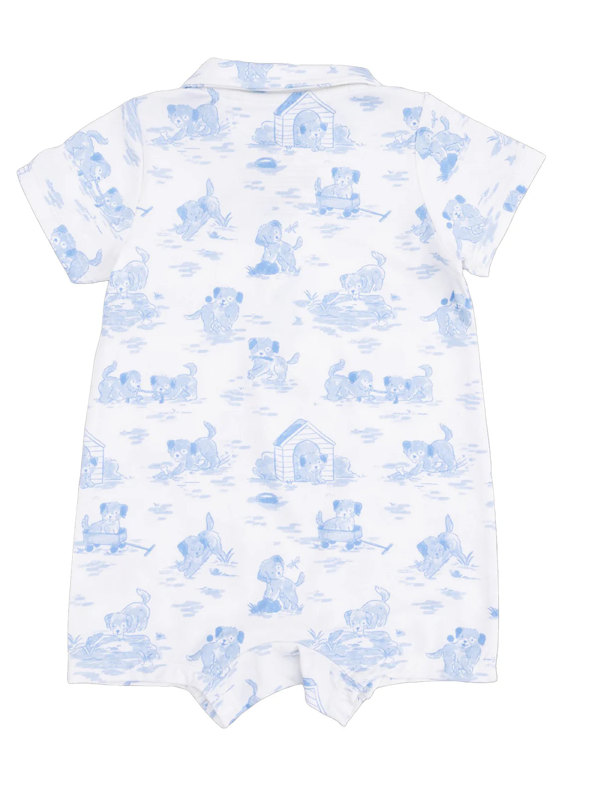 Puppy Toile Blue Polo Shortie