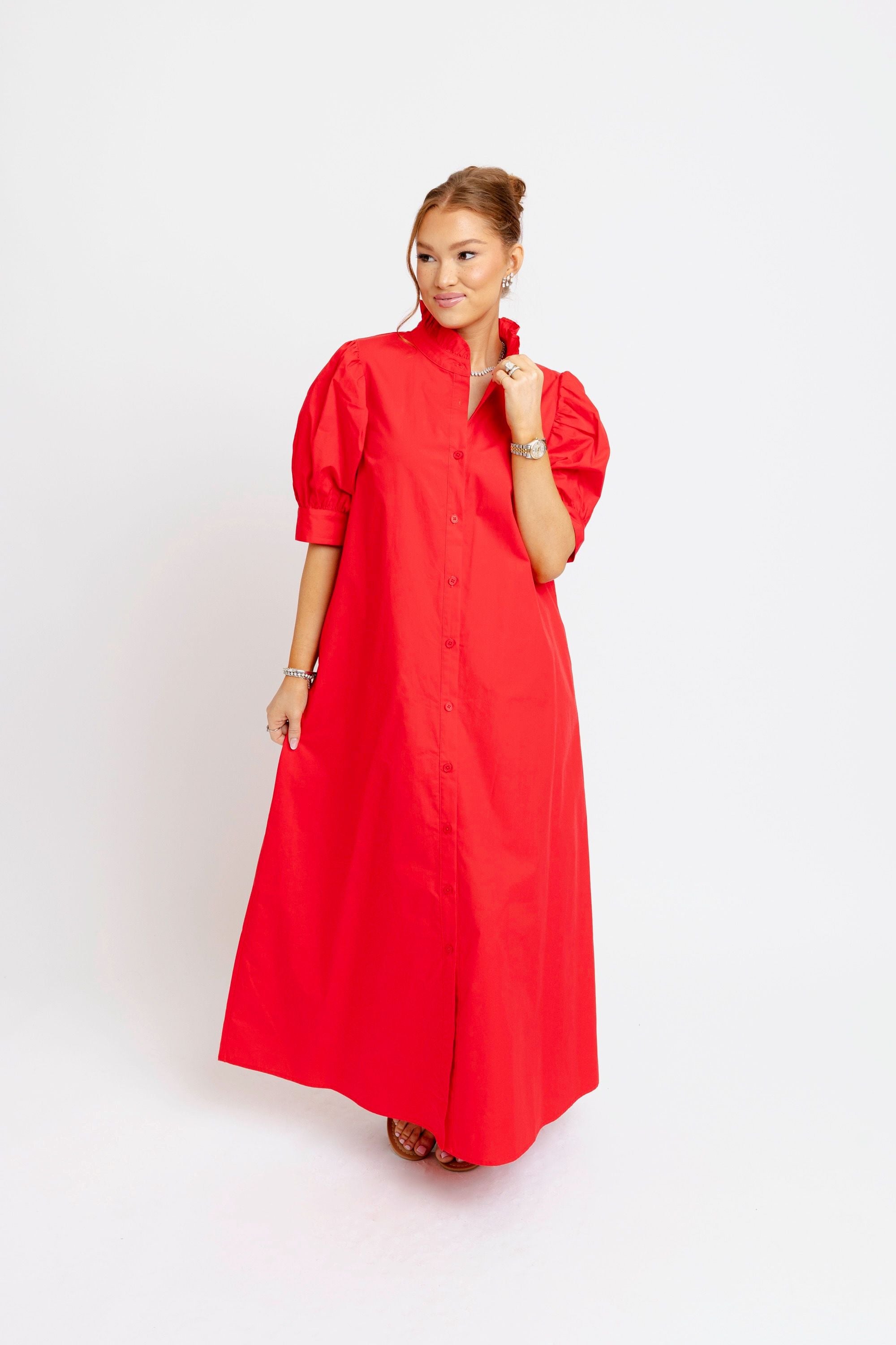 Roxanne Ruffle Neck Maxi Dress