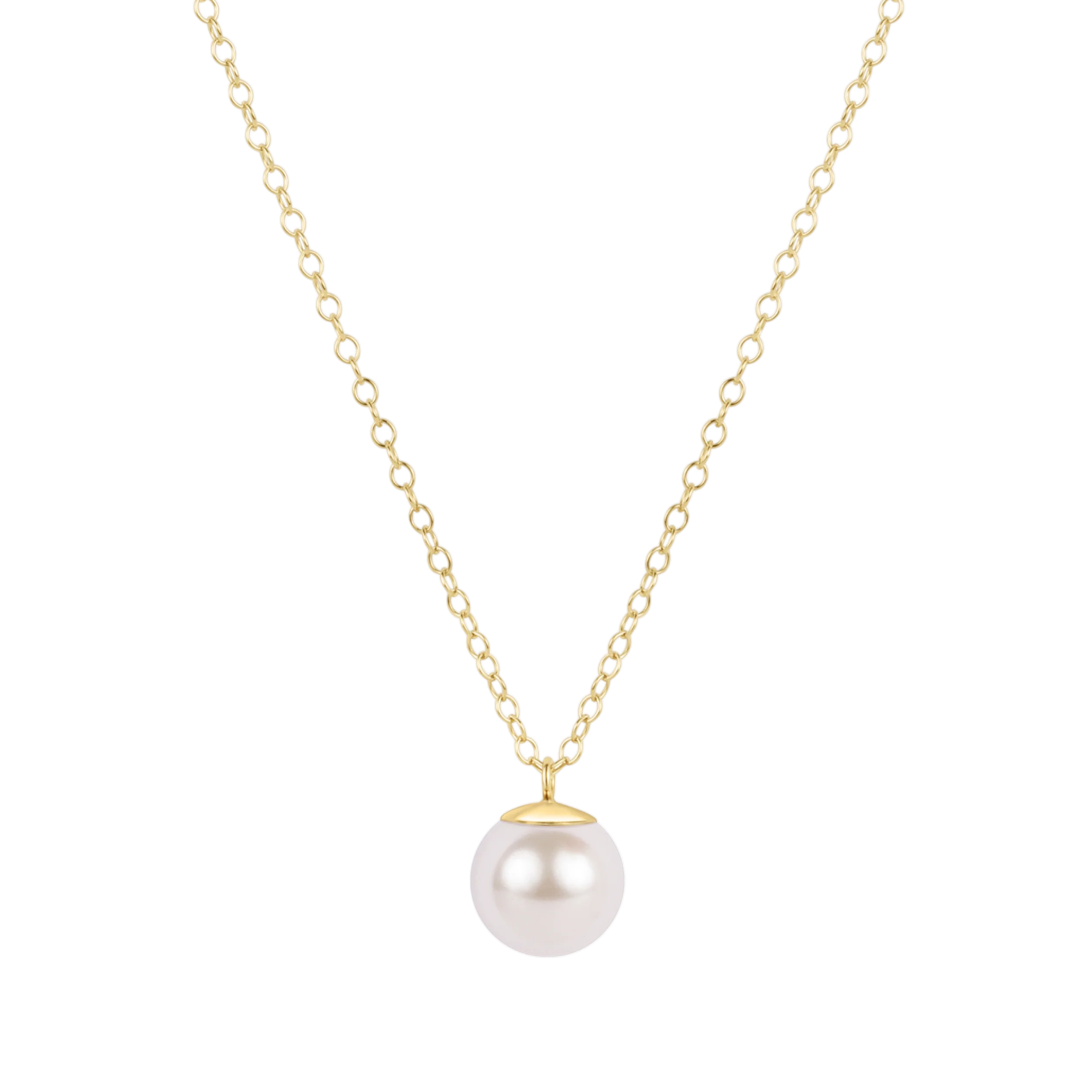 16” Necklace Gold - Classic Pearl 10mm Charm - N16GCLPE10