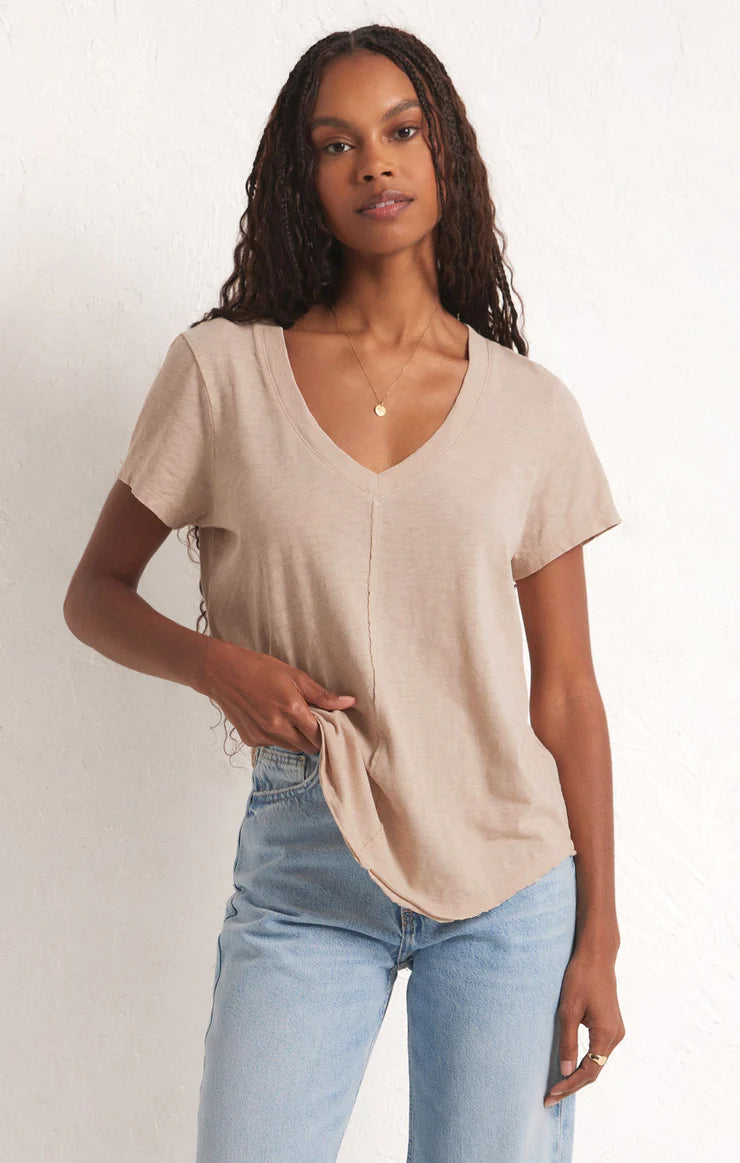 Beige Asher V-neck Tee | Z Supply