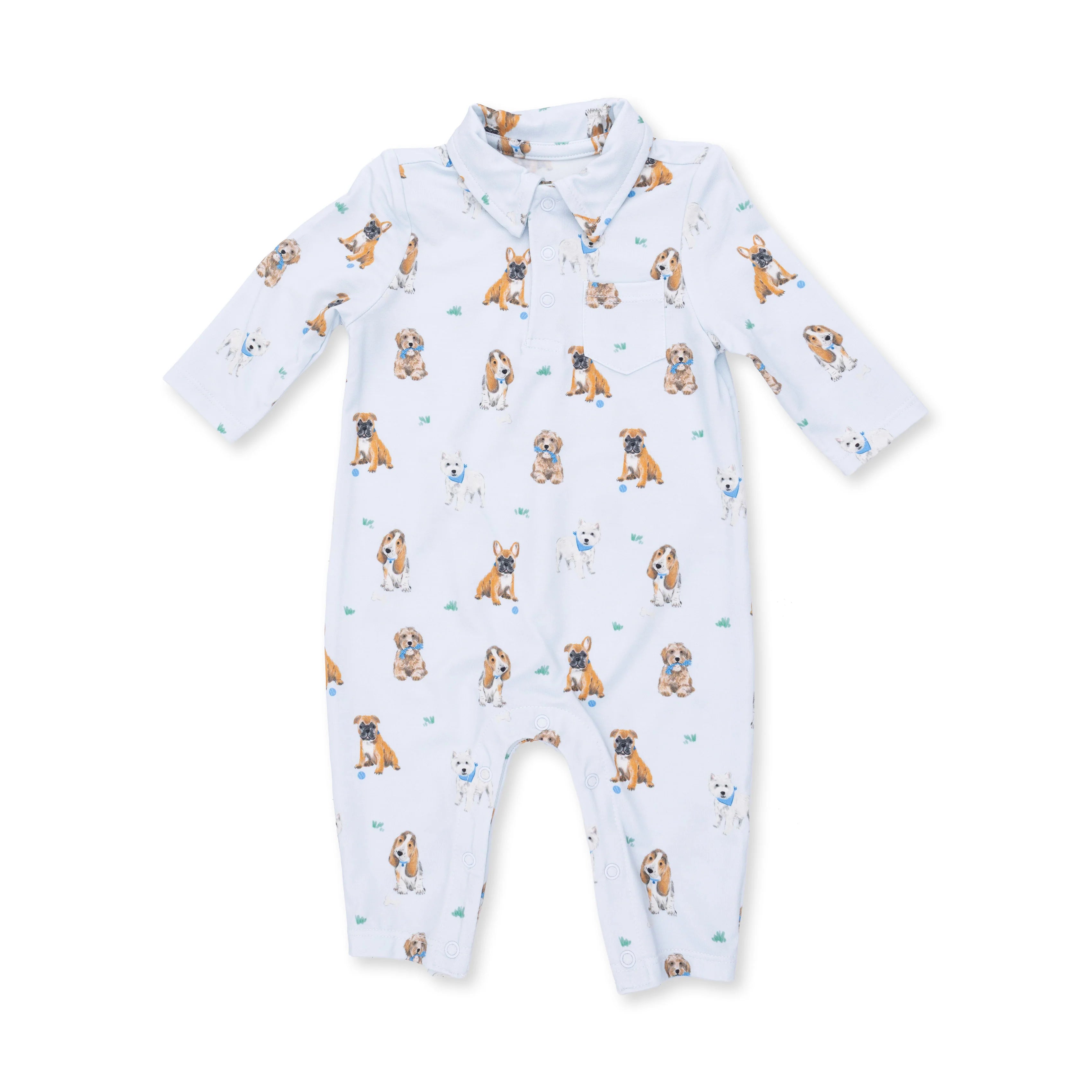 Bestie Dogs Blue Polo Romper
