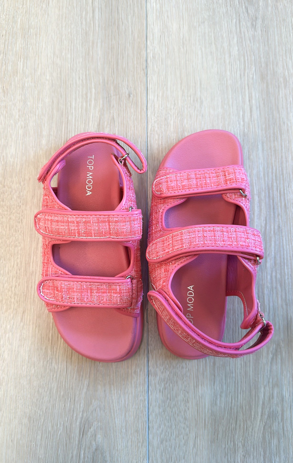 Poppy Pink Tweed Strappy Sandal