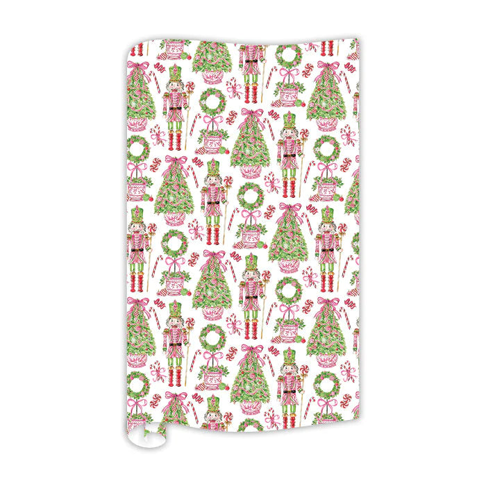 Pink Peppermint Nutcrackers Gift Wrap
