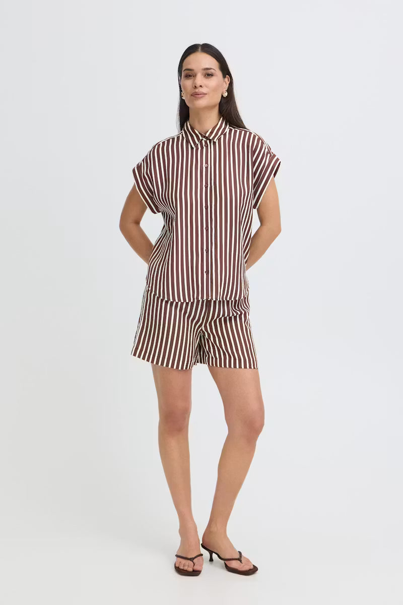 Brown Striped Shorts