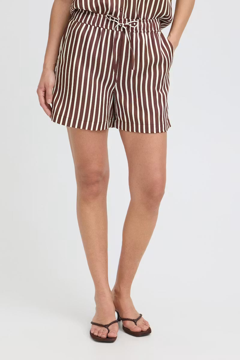 Brown Striped Shorts